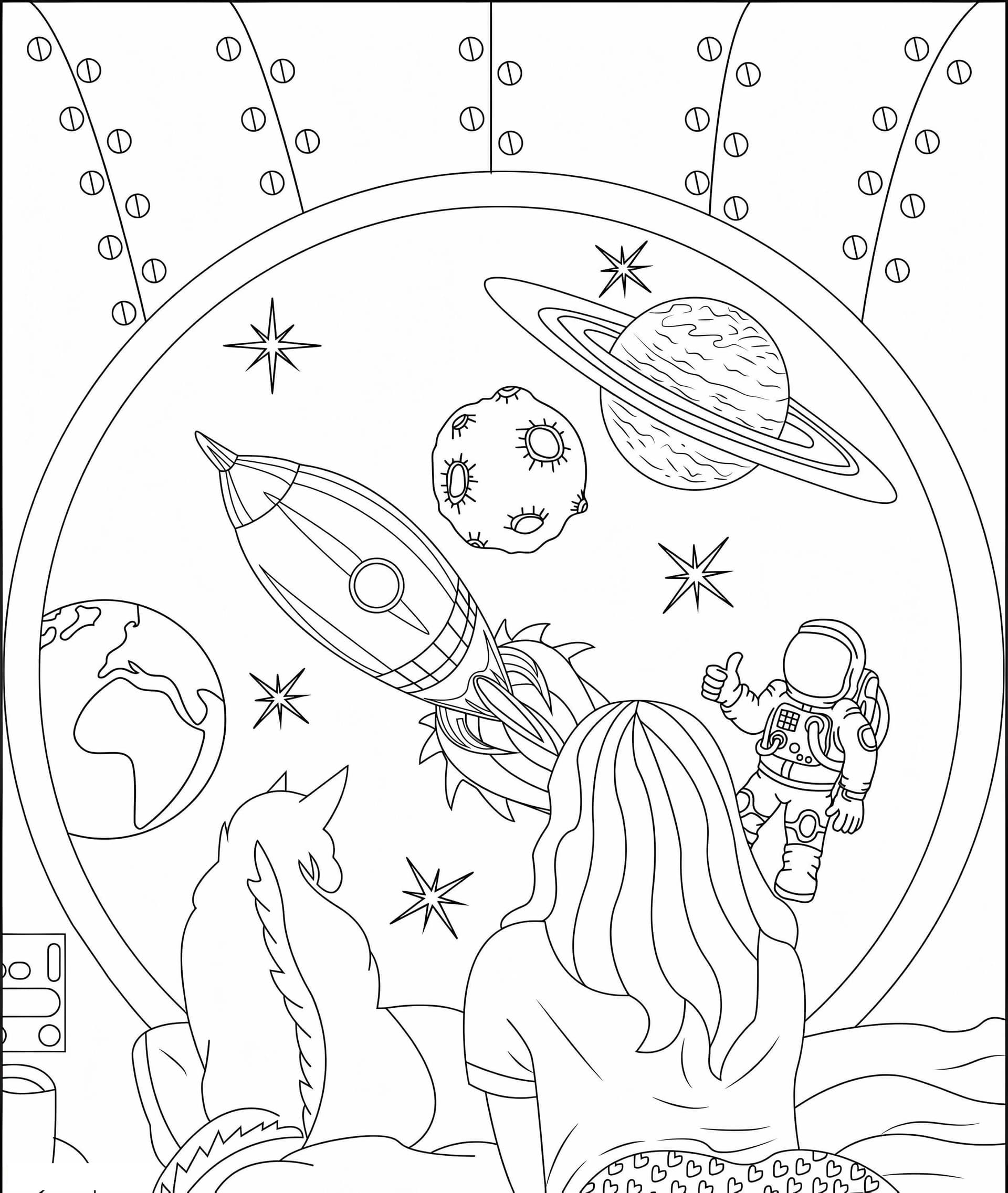 Aesthetics Girl Cat And Space