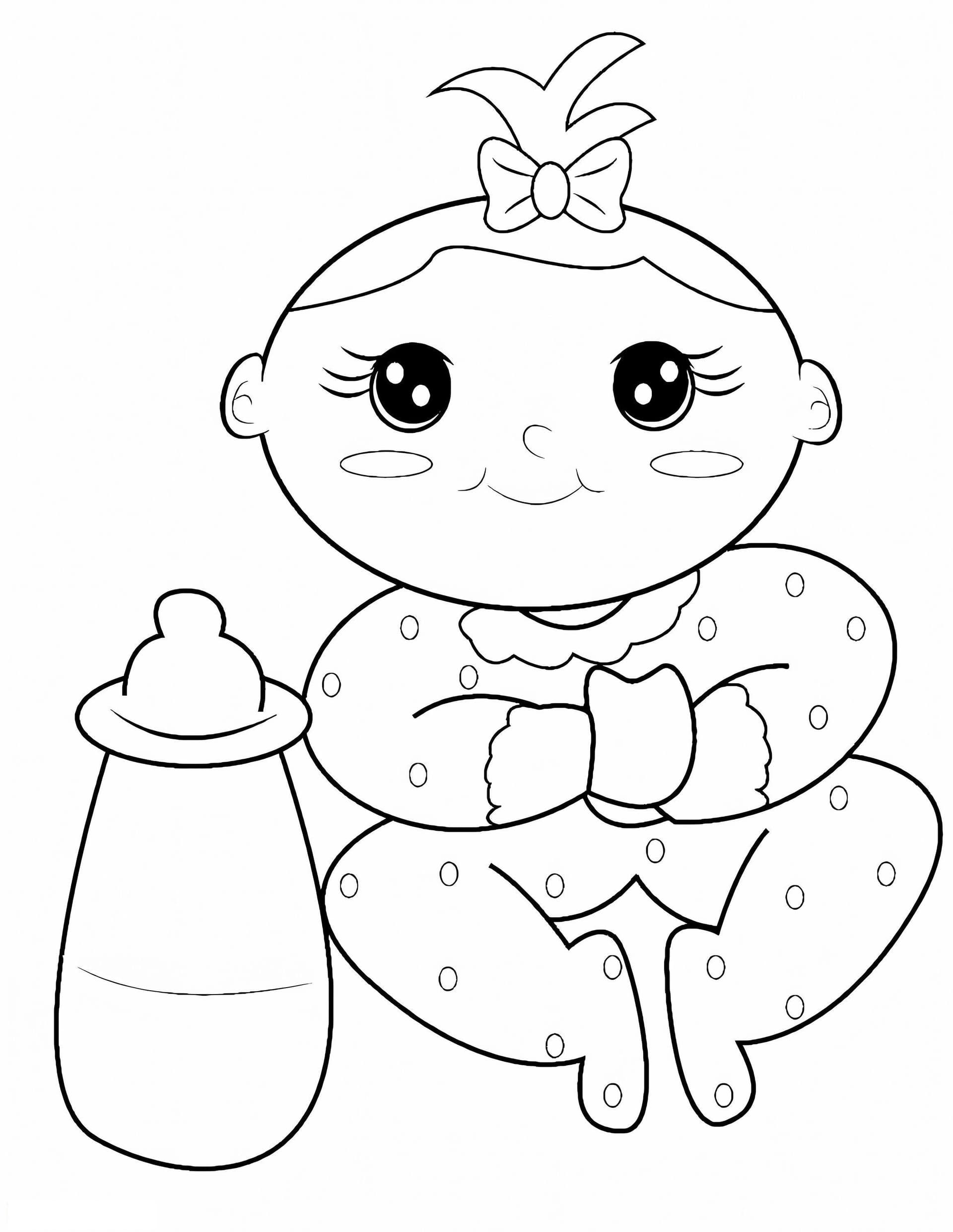 Baby Girl And Bottle