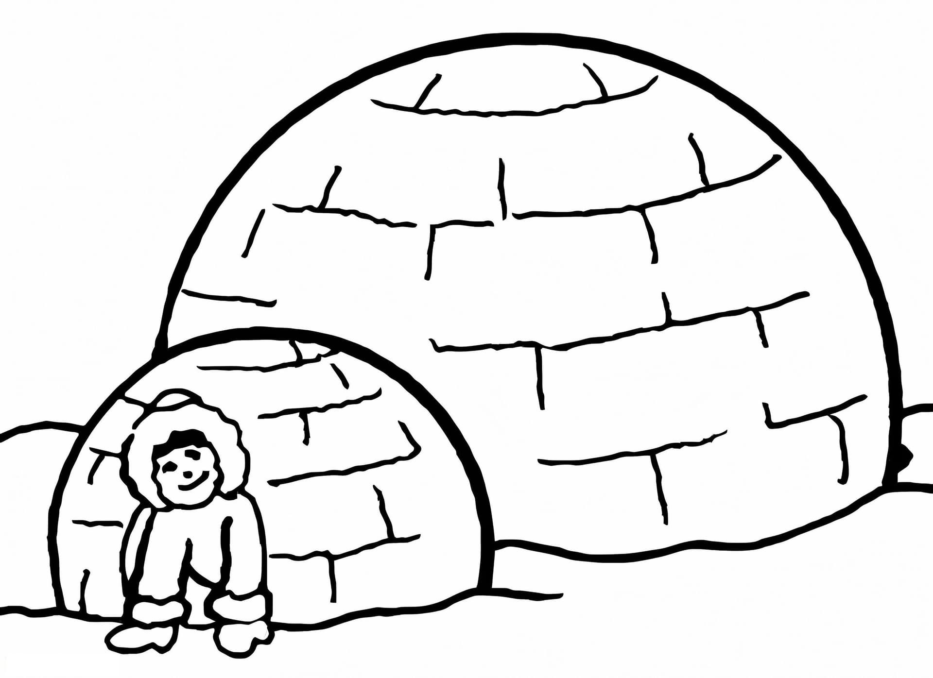 Drawing Man With Two Igloos