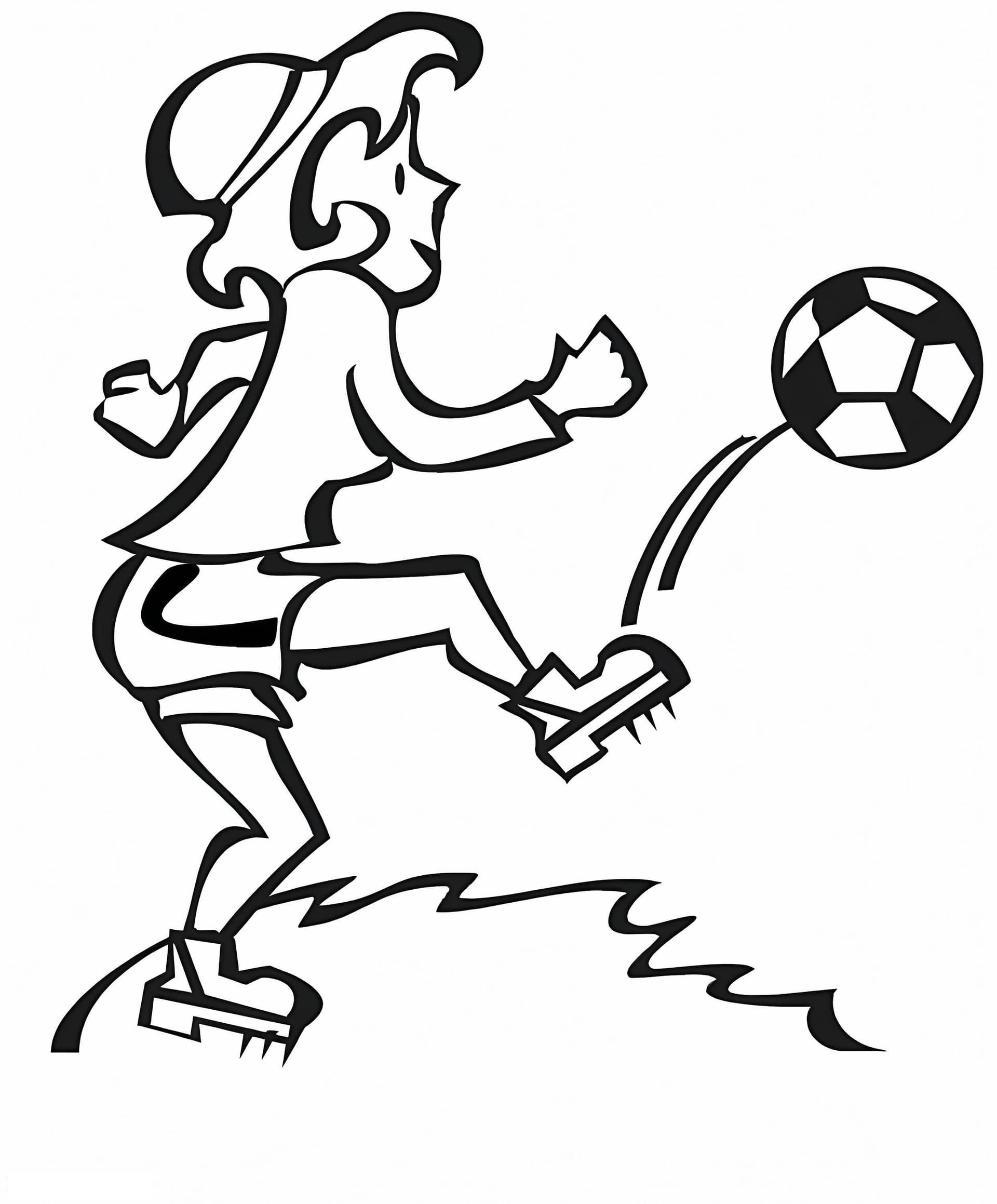 Drawing Of Girl Kicking The Ball