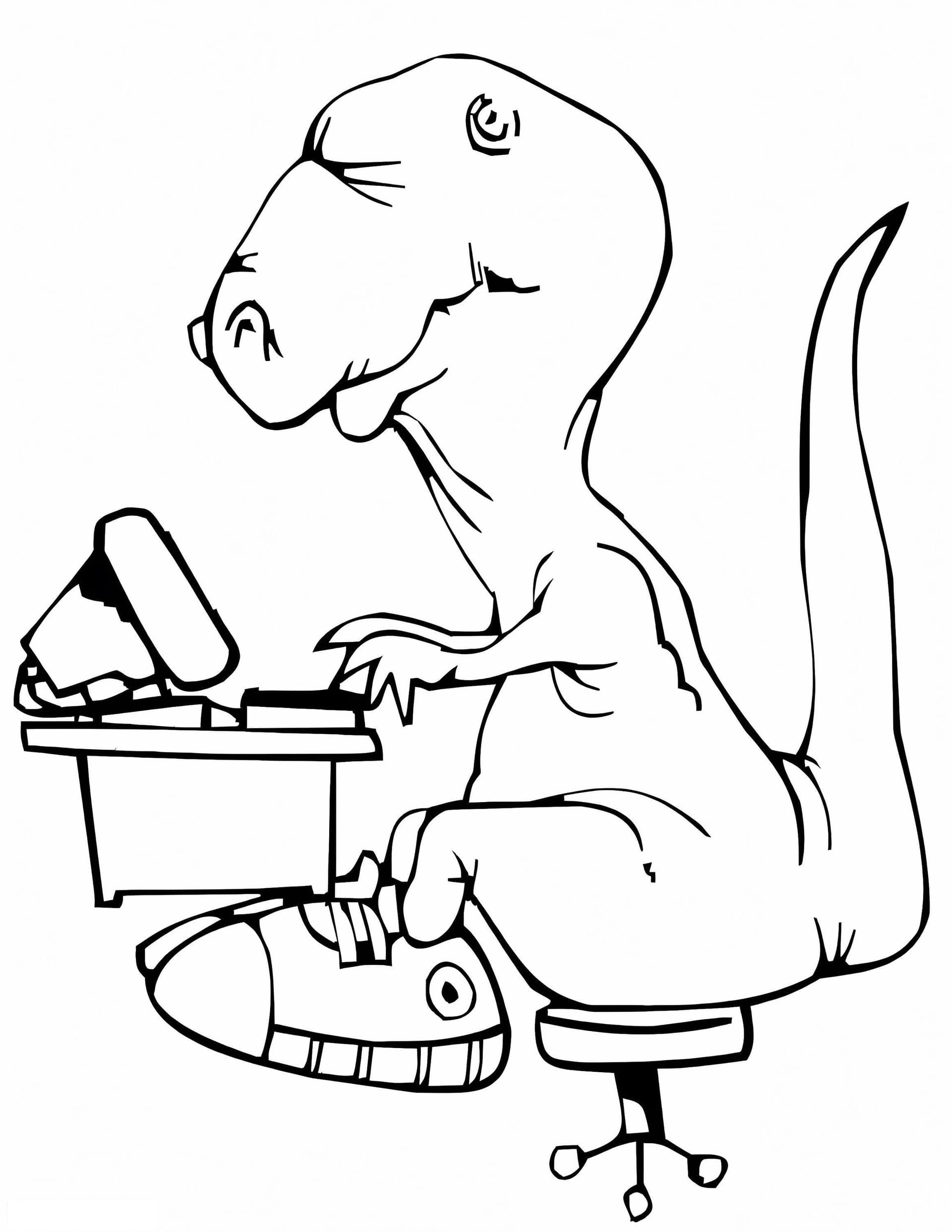 Dinosaur With Computer