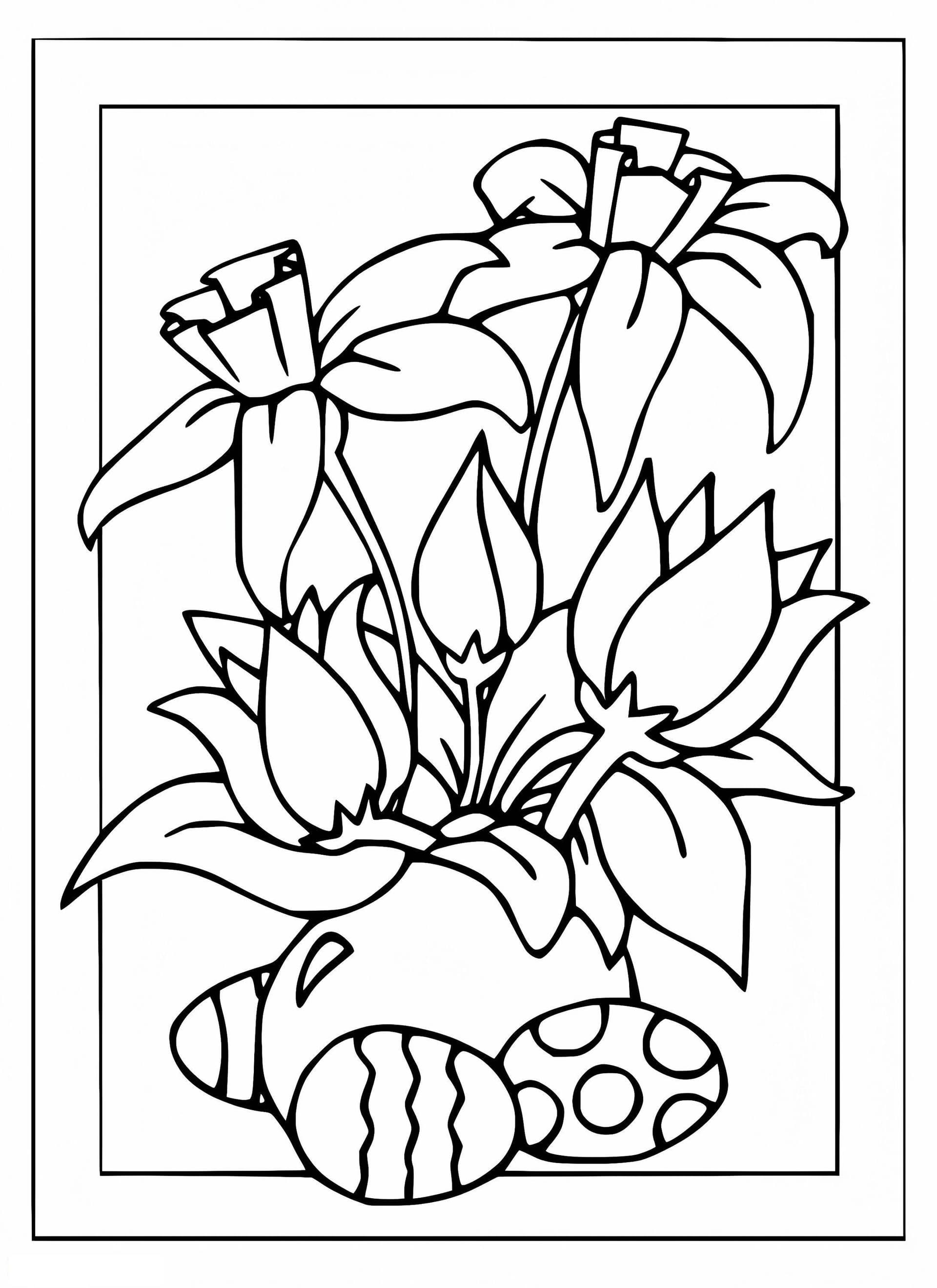 Easter Eggs And Flowers Card