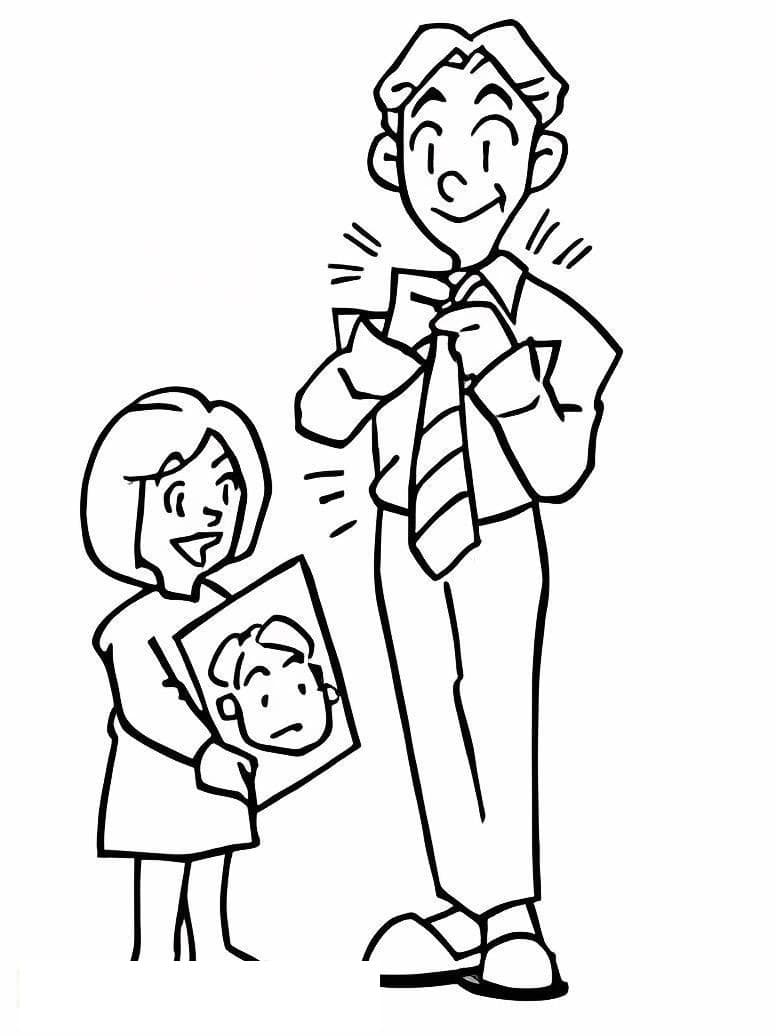 Daughter Gives A Photo To Her Father