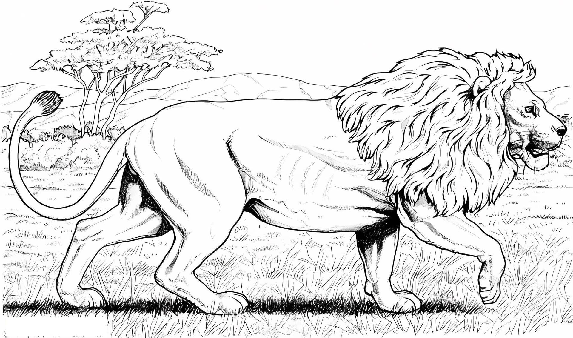 Африканский лев идет