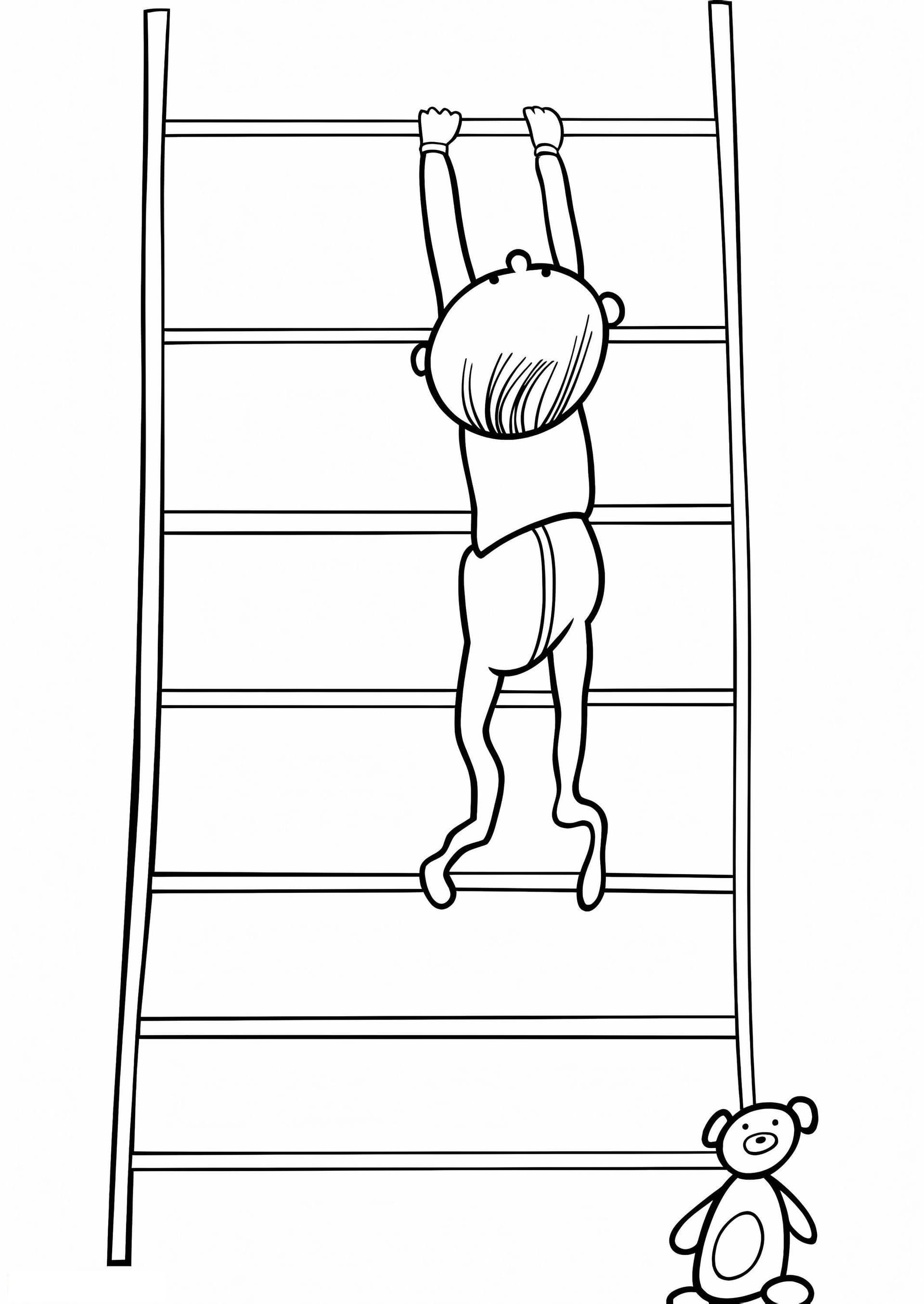 Ребенок Забирается На Книжную Полку