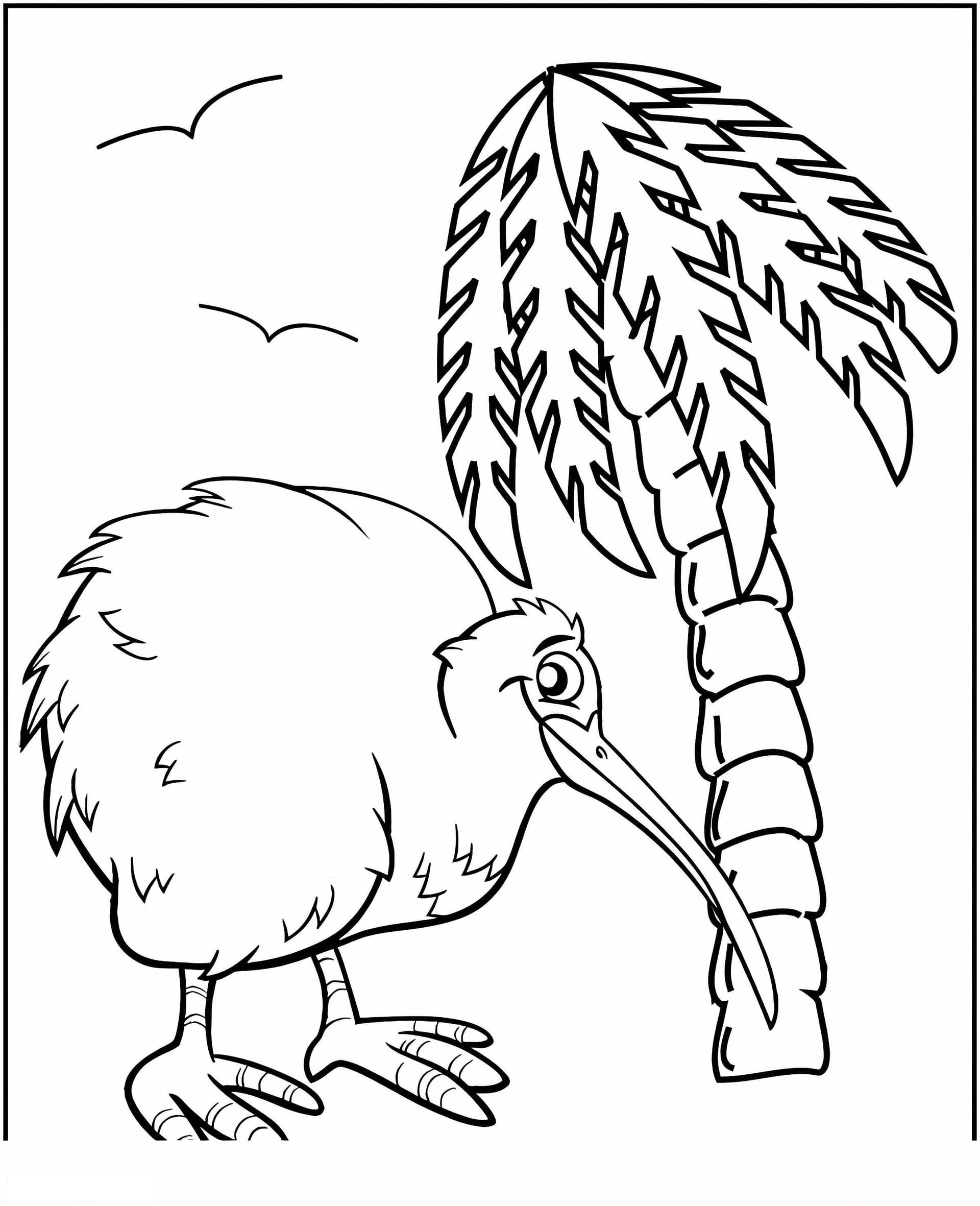 Kiwi Bird And Coconut Tree