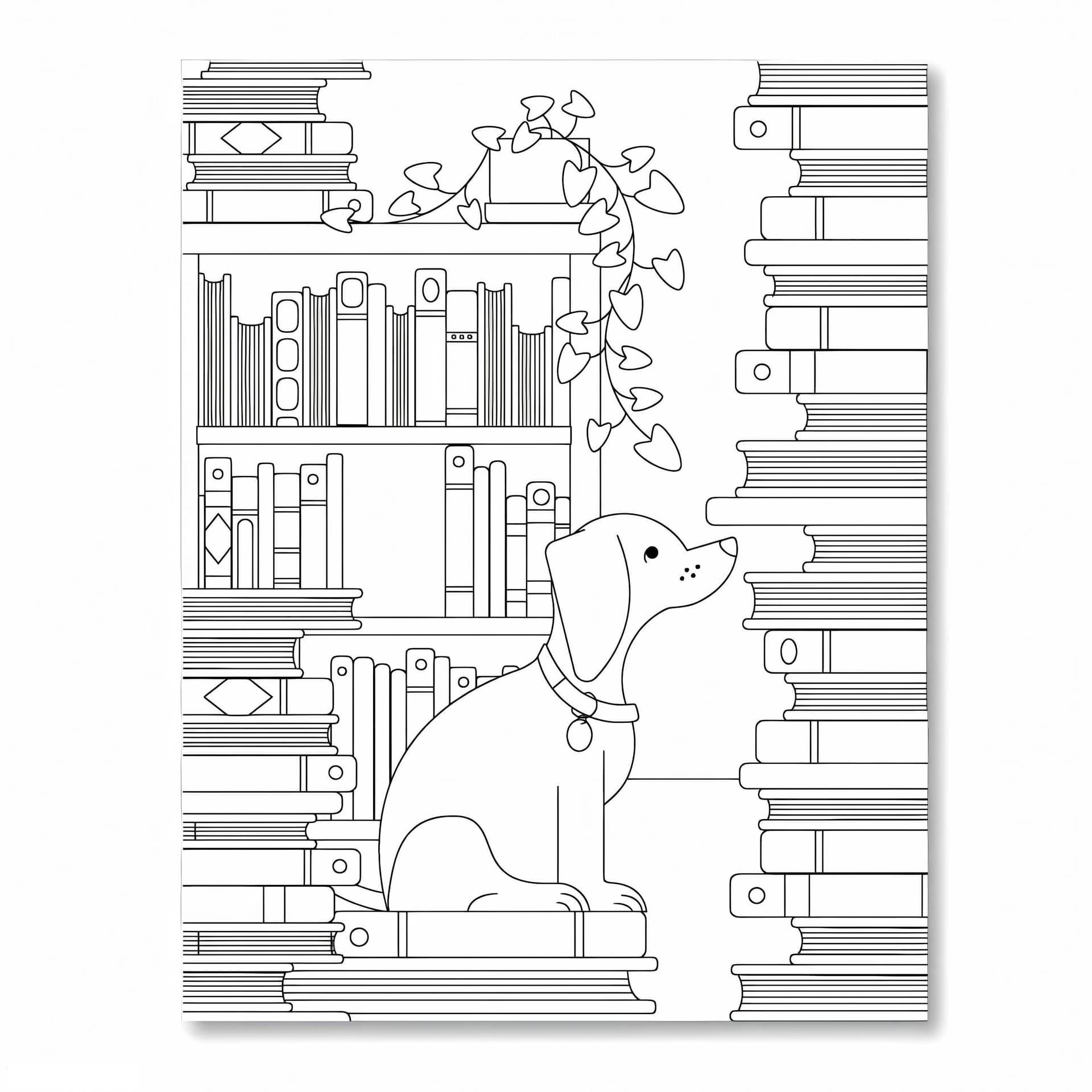 Sitting Dog And Book