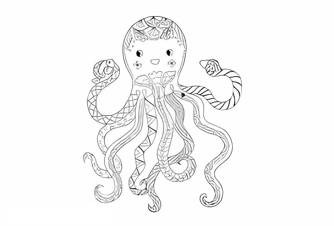 Pulpo Kawaii Zentangle