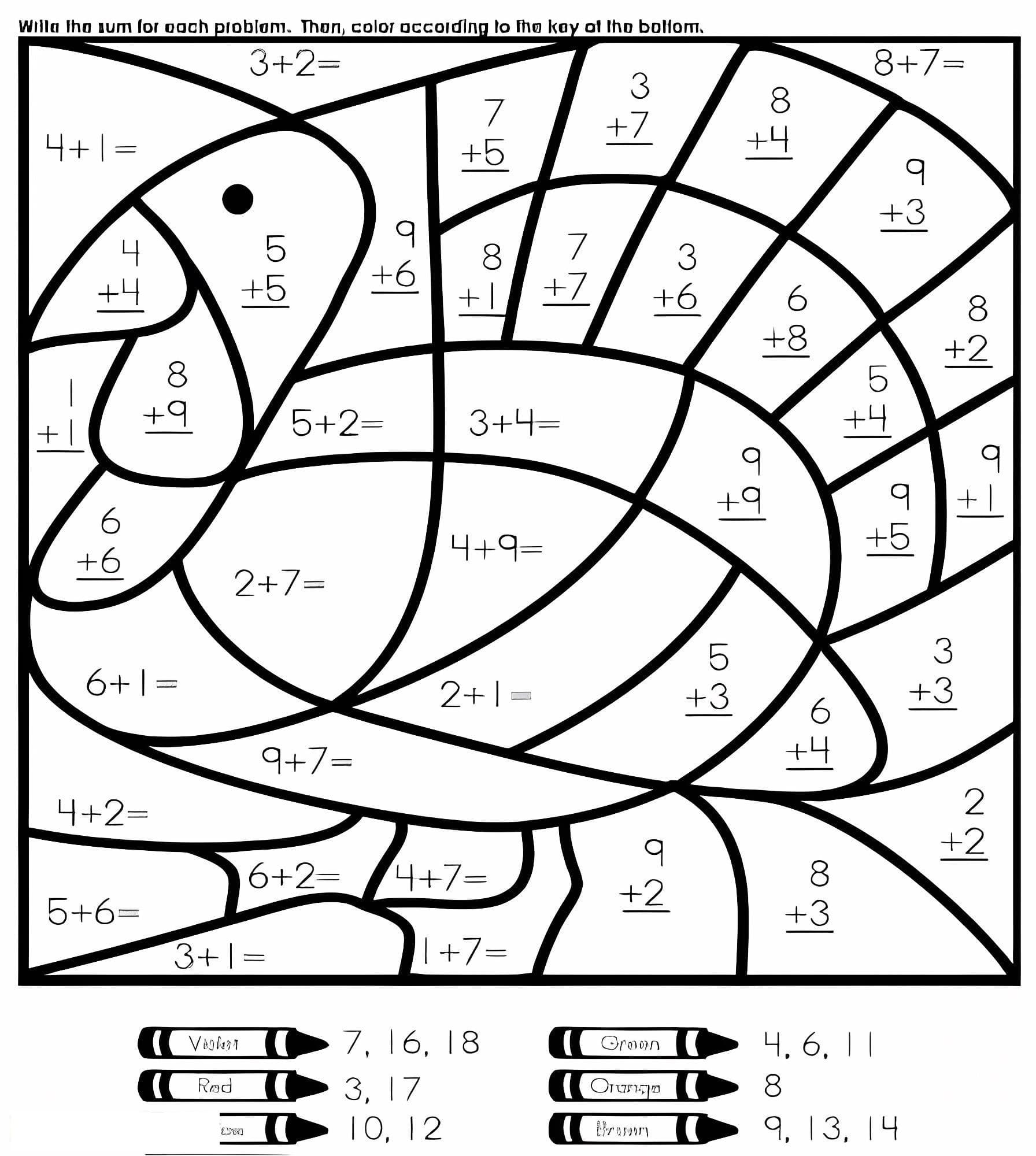 Truthahn Mathe Arbeitsblatt