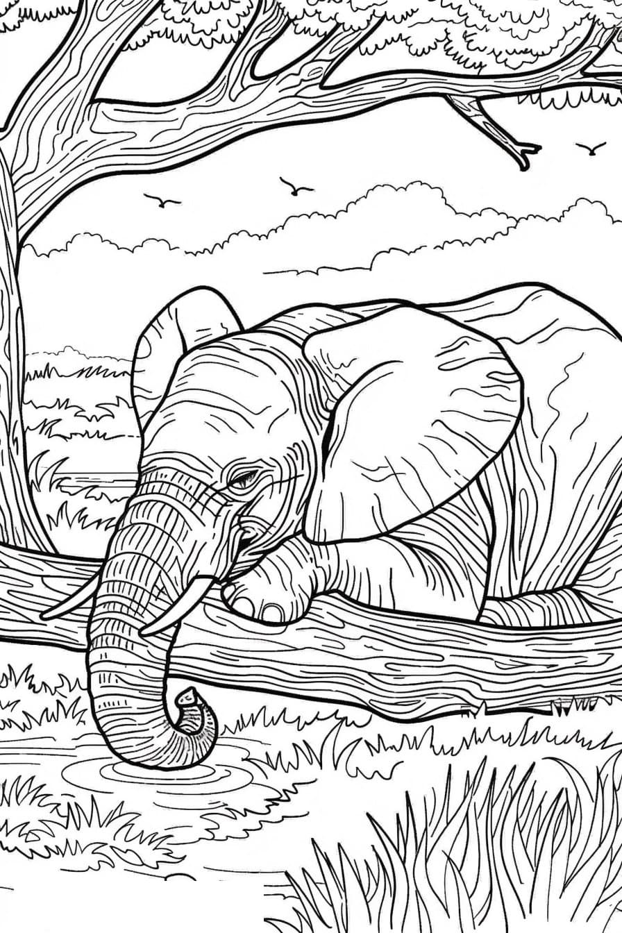 African Bush Elephant Sleeping 0