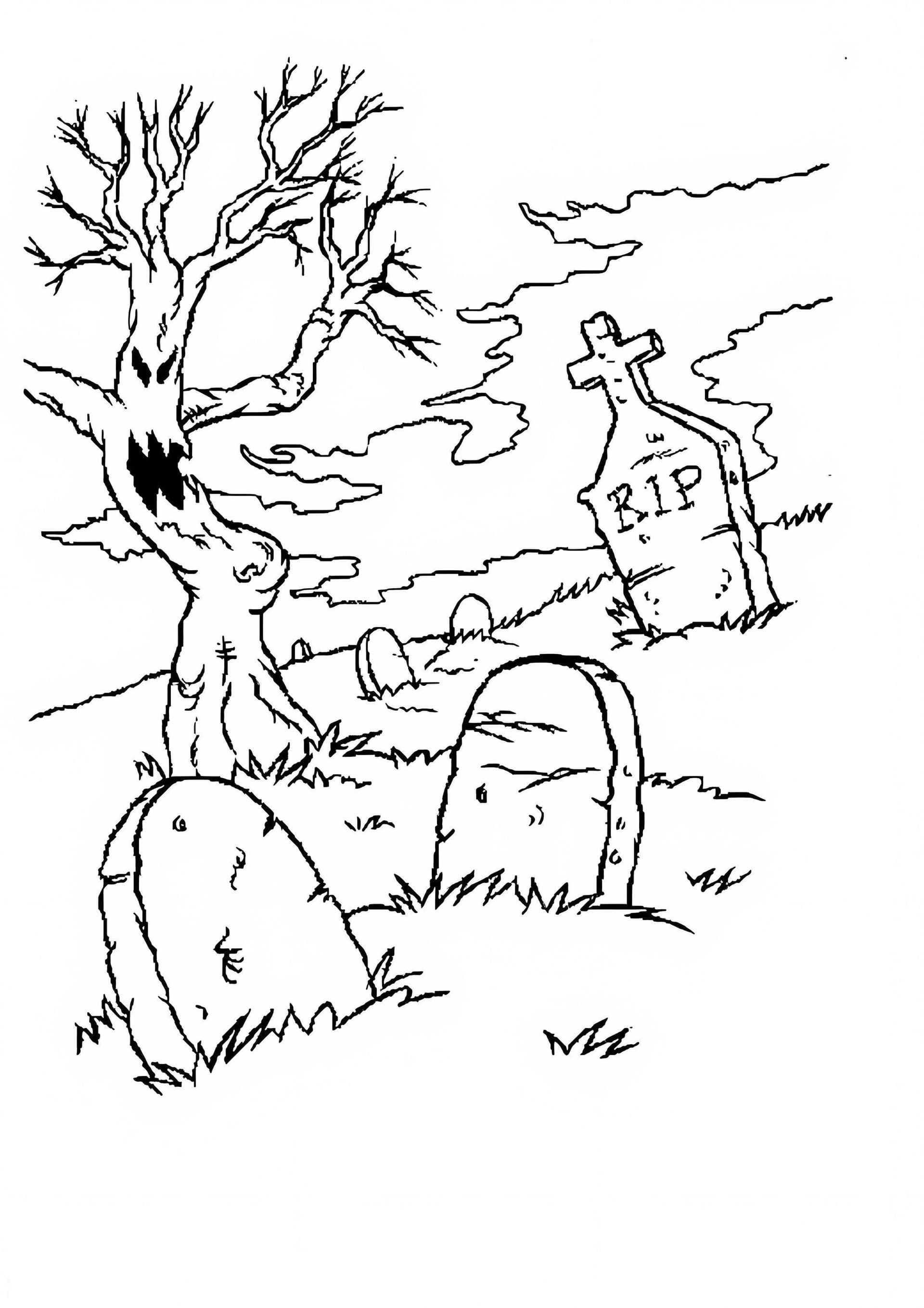 Cemetery With Tree