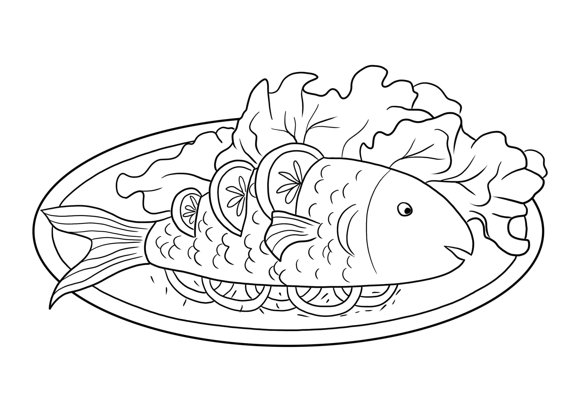 Cooked fish with lemon