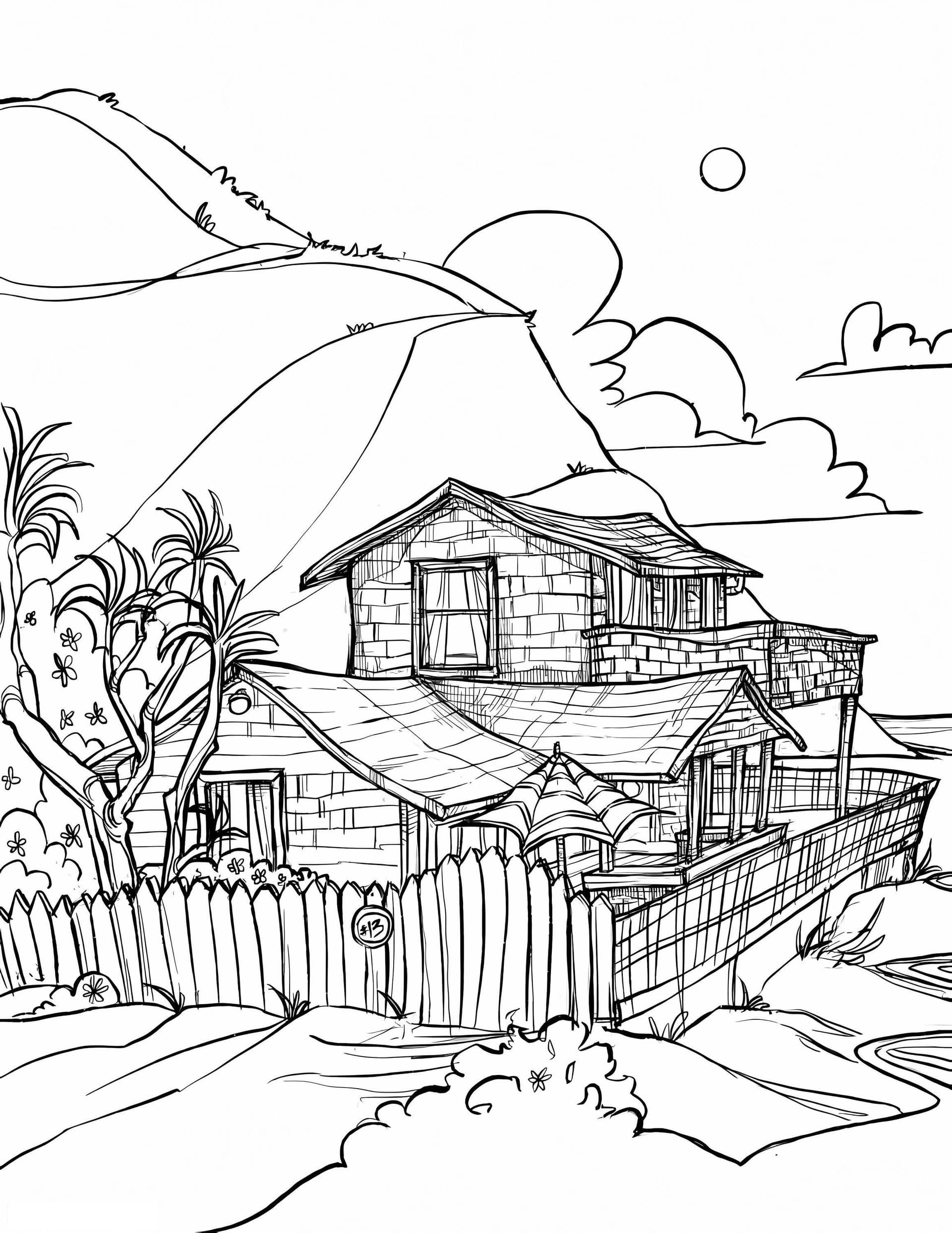Drawing House On The Beach