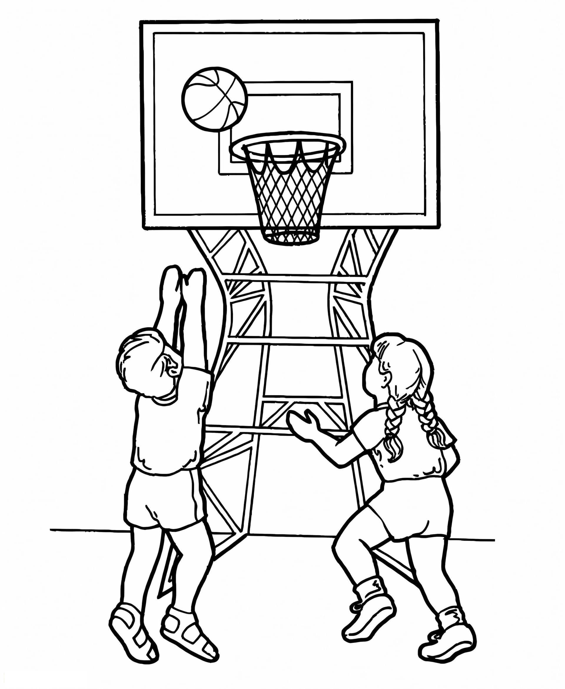 Two Children Playing Basketball