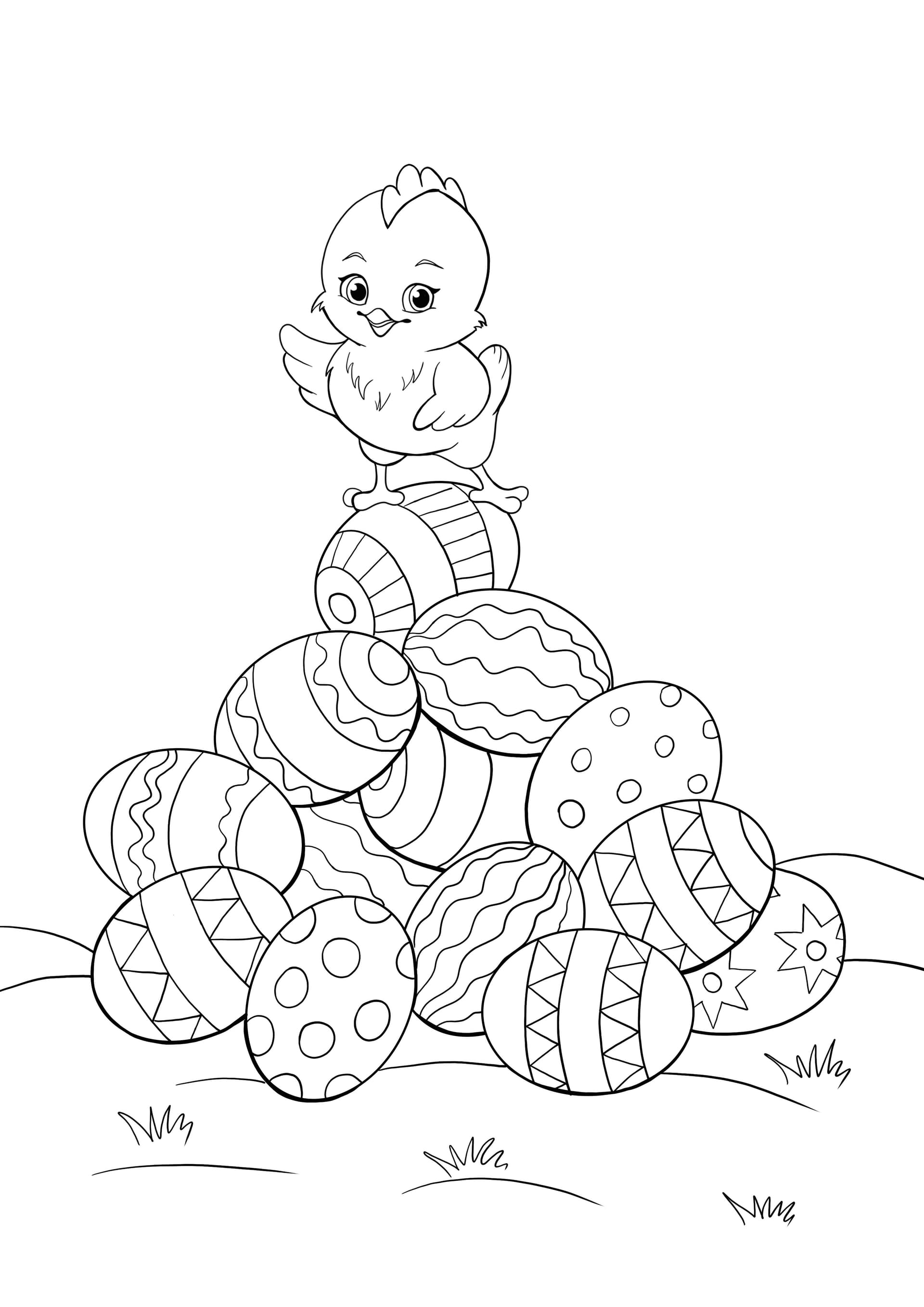 Easter eggs and chick on top