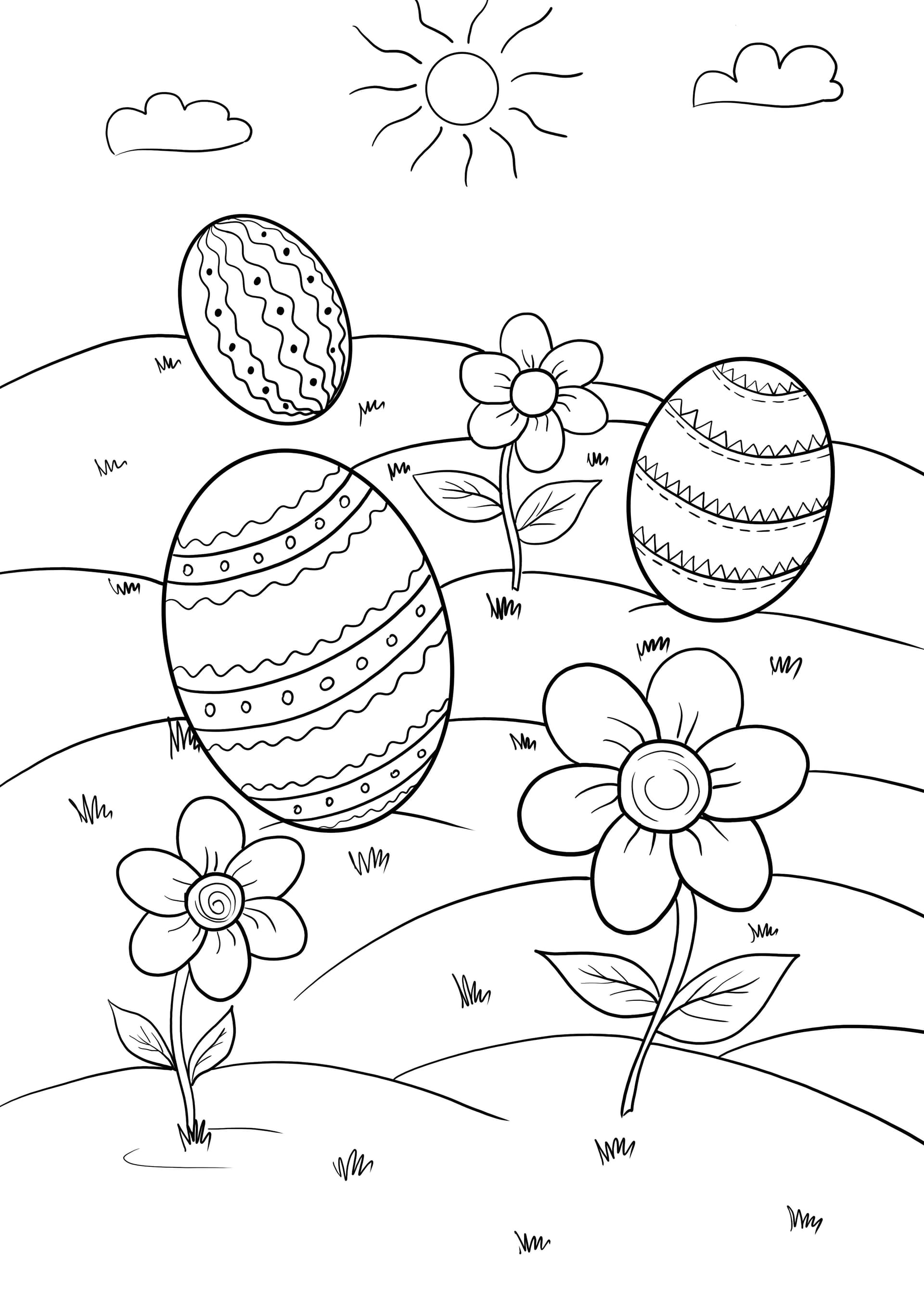 Easter eggs and flowers