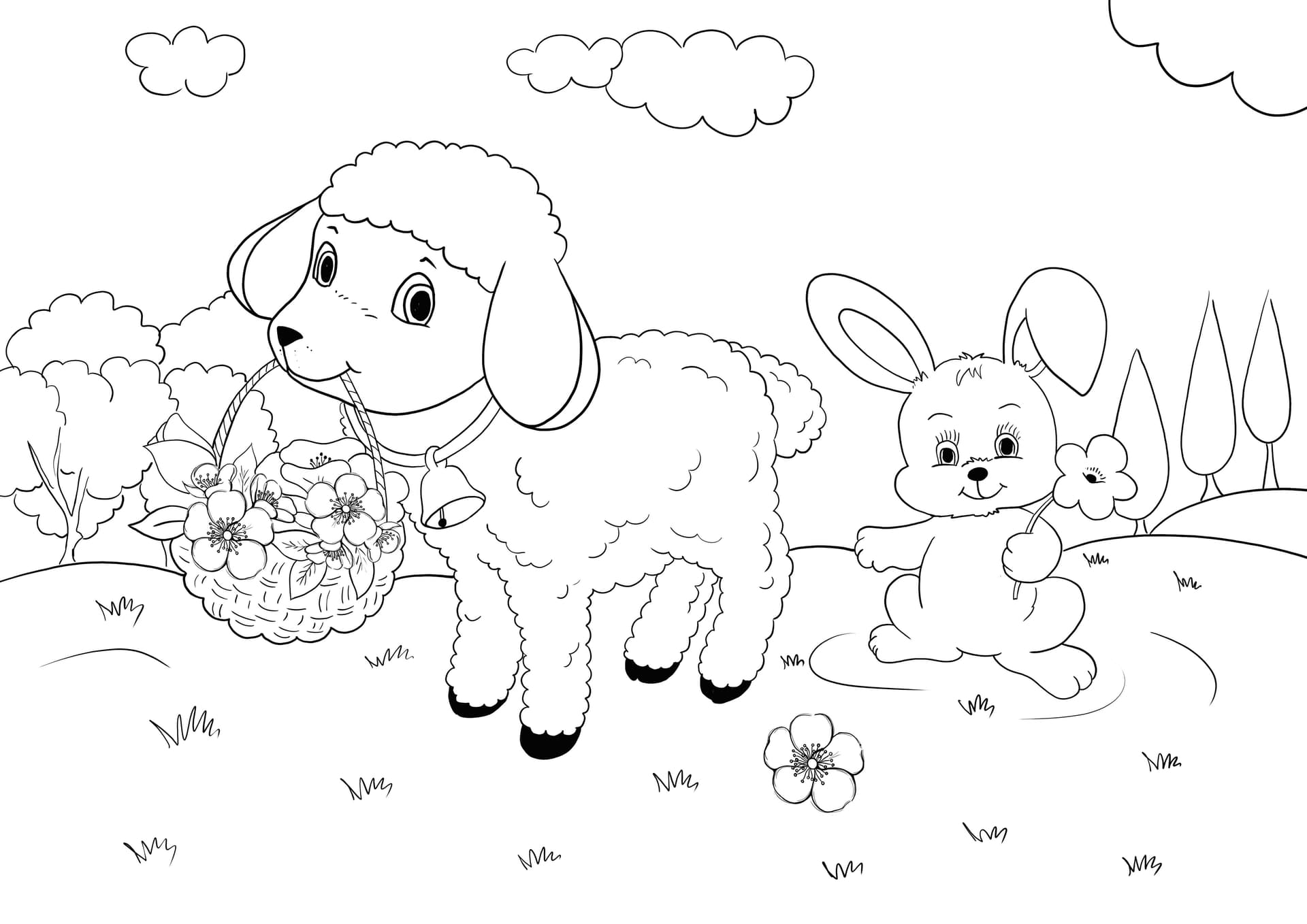 Easter lamb and bunny