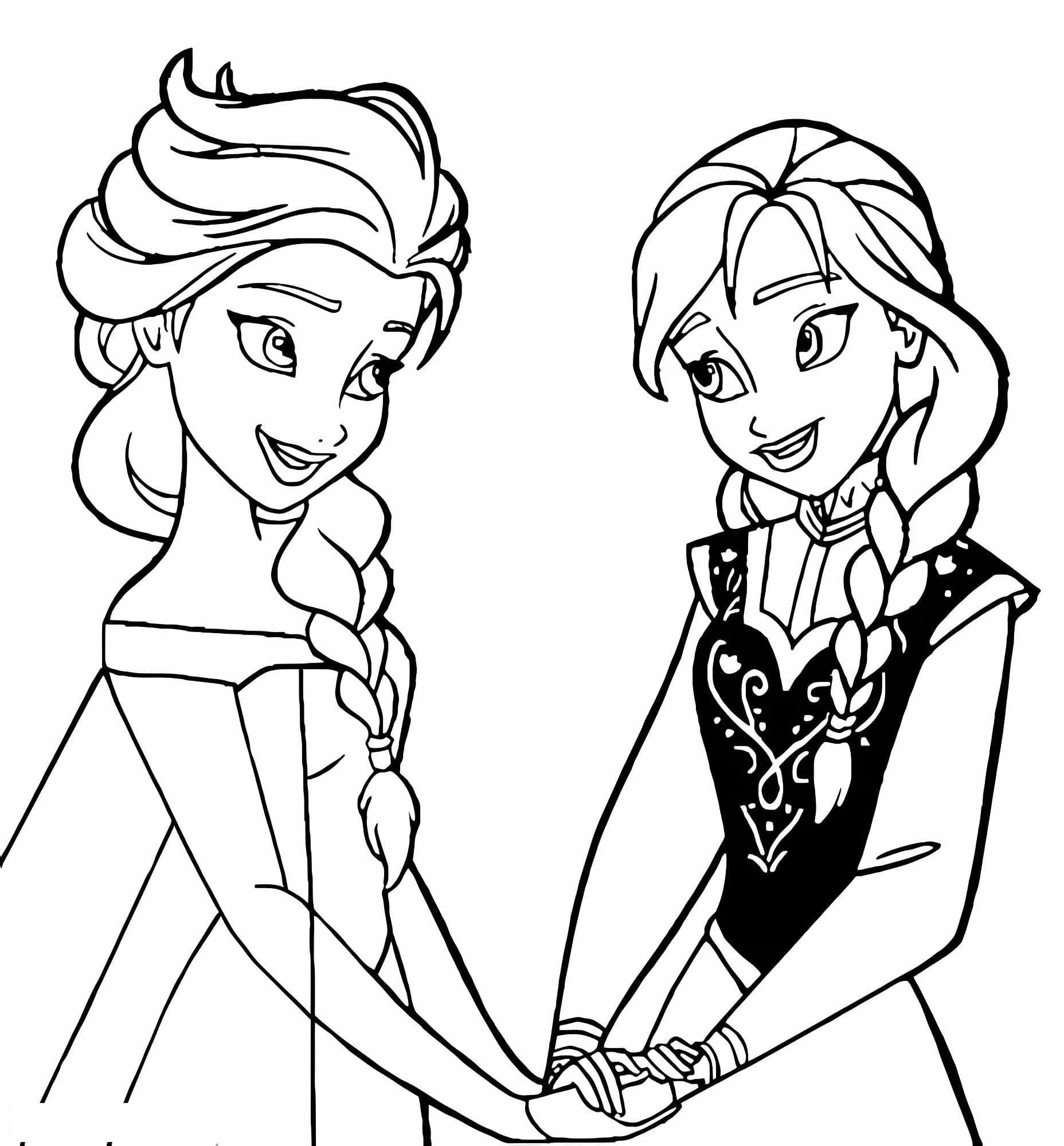 Elsa And Anna Holding Hands