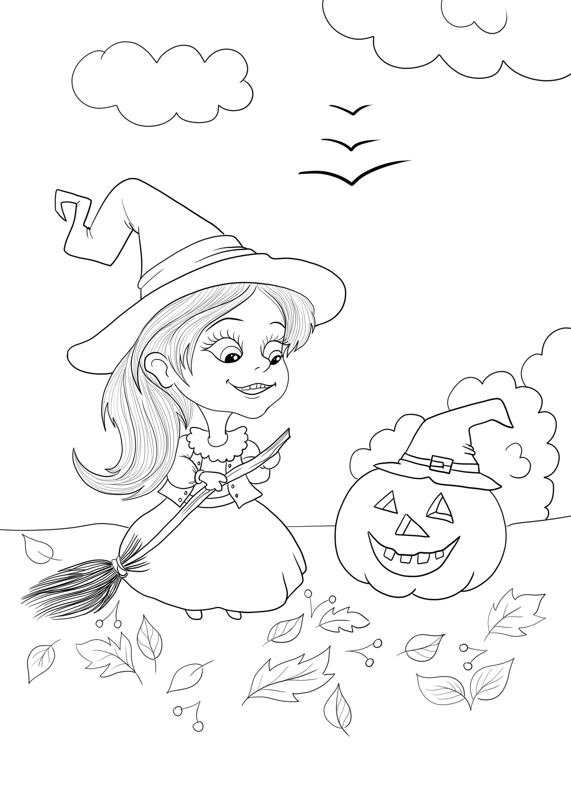 Girl in a Halloween witch costume