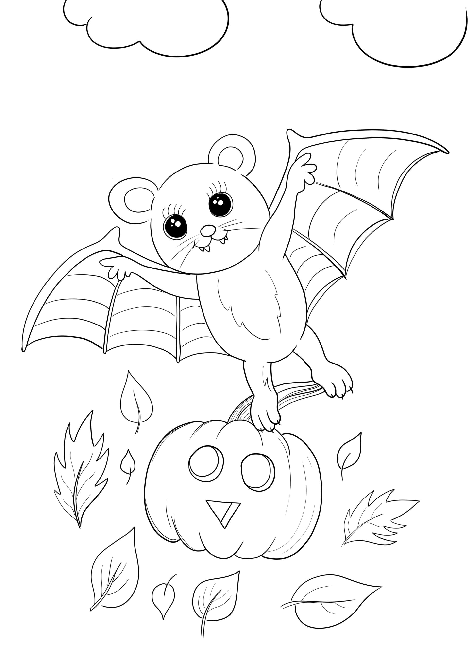 Halloween-flying bat and pumpkin