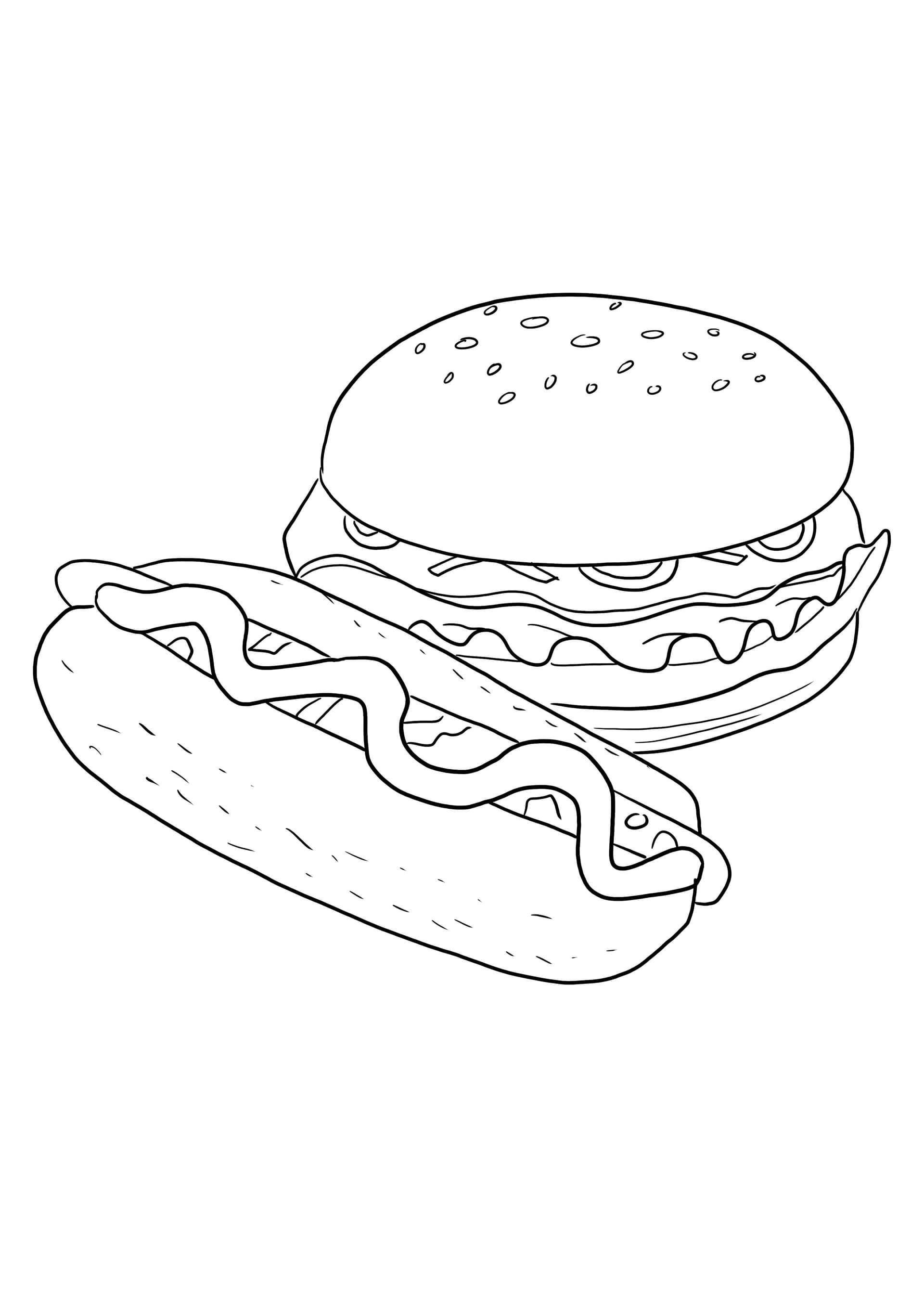 Hot dog and hamburger