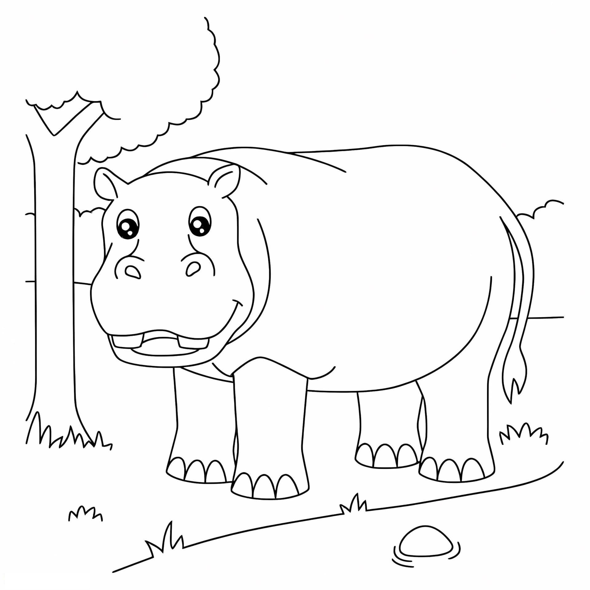 Hippopotamus And Tree