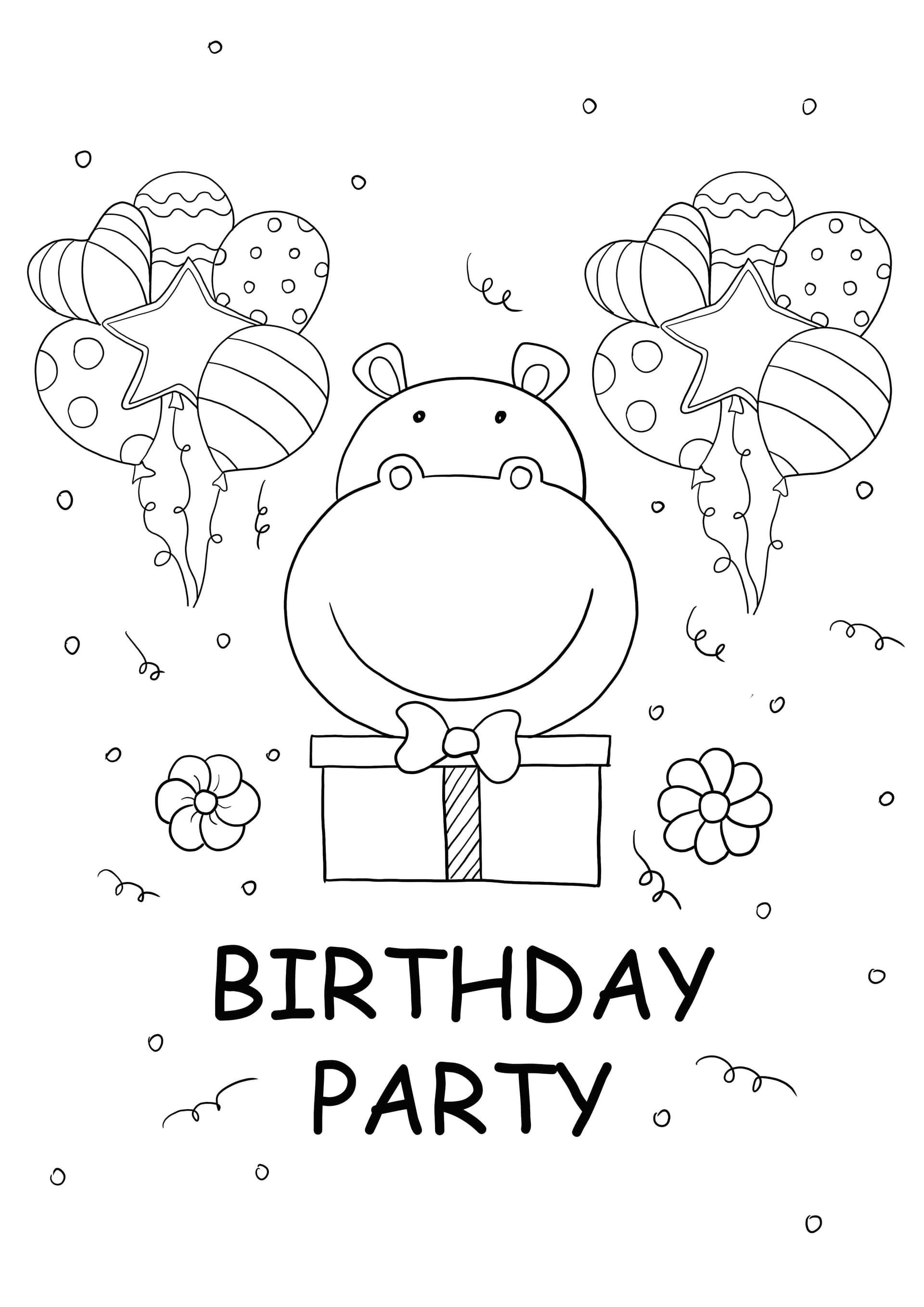 hippo and birthday party