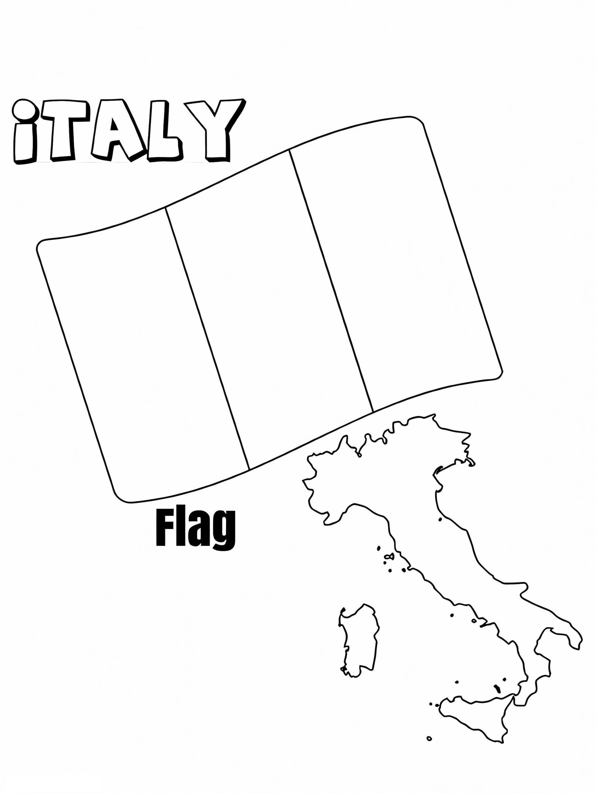 Italy Map And Flag