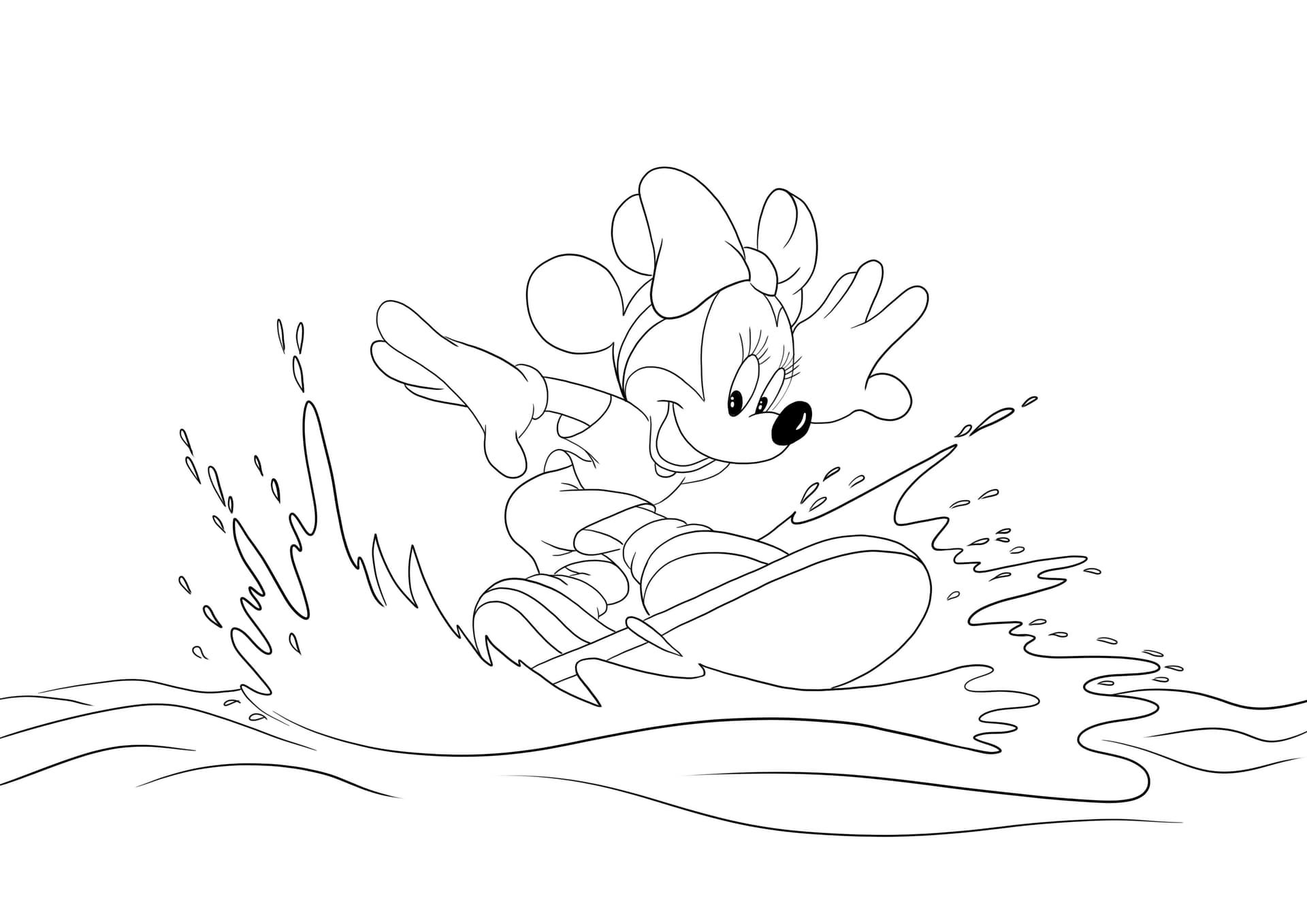 Minnie Mouse surfing