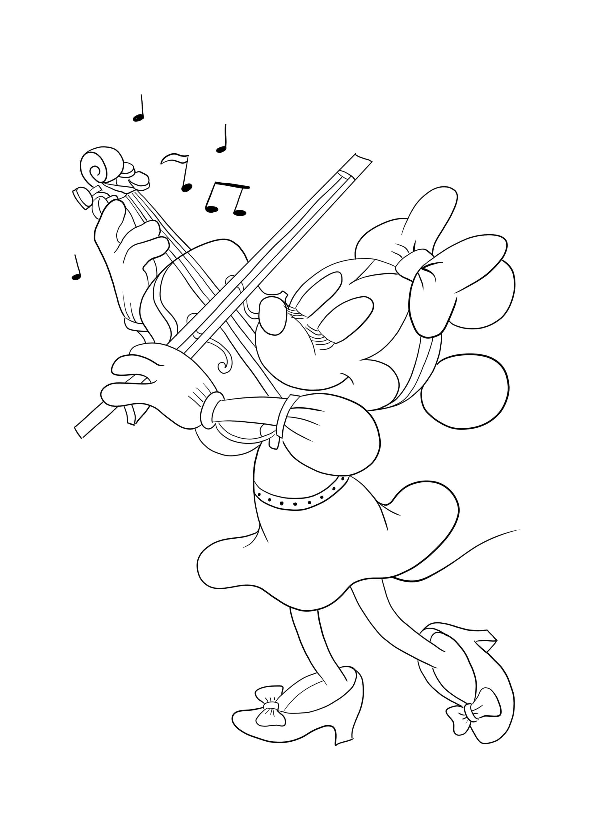 Minnie Mouse is playing the violin