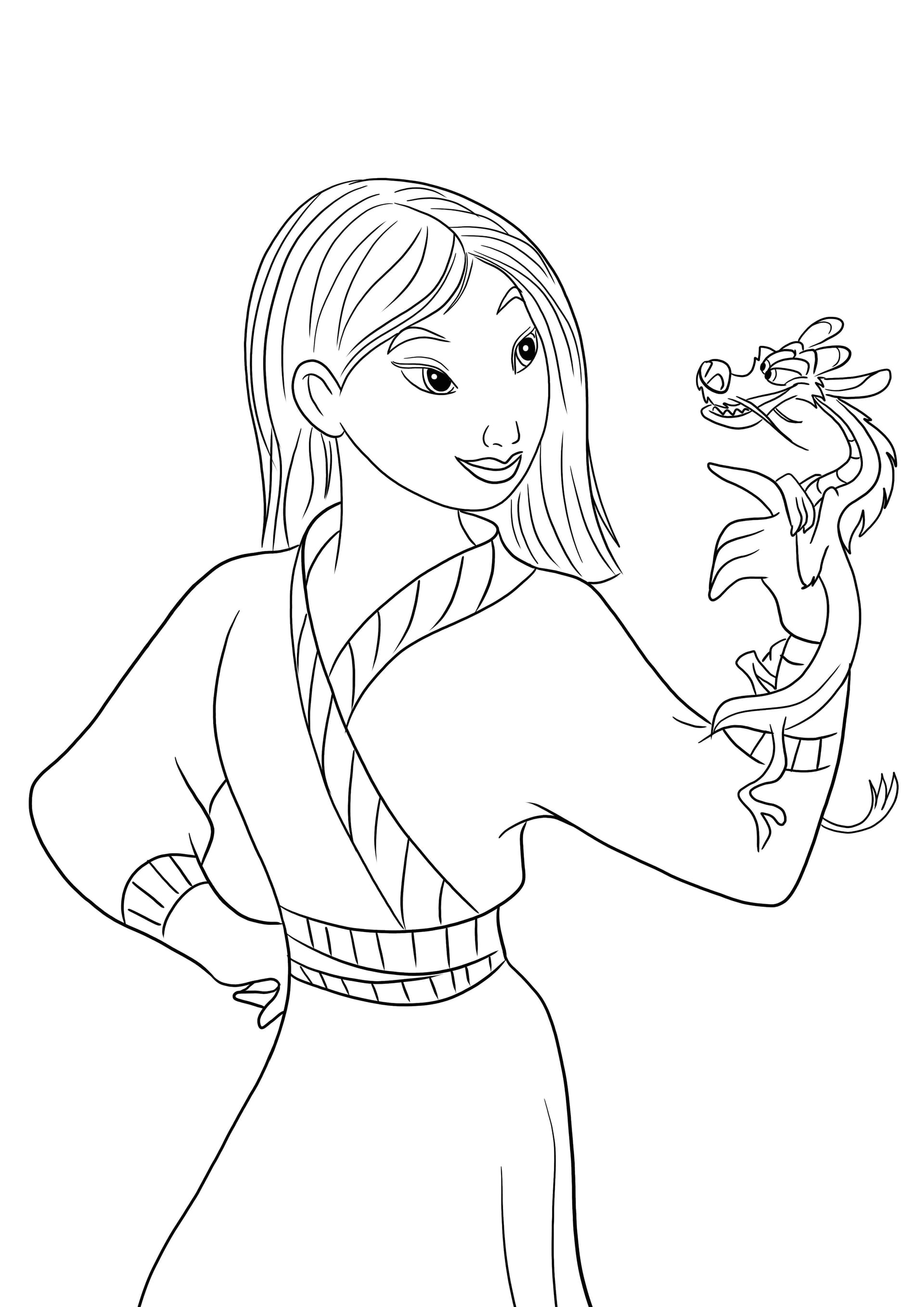Mulan and Mushu for coloring