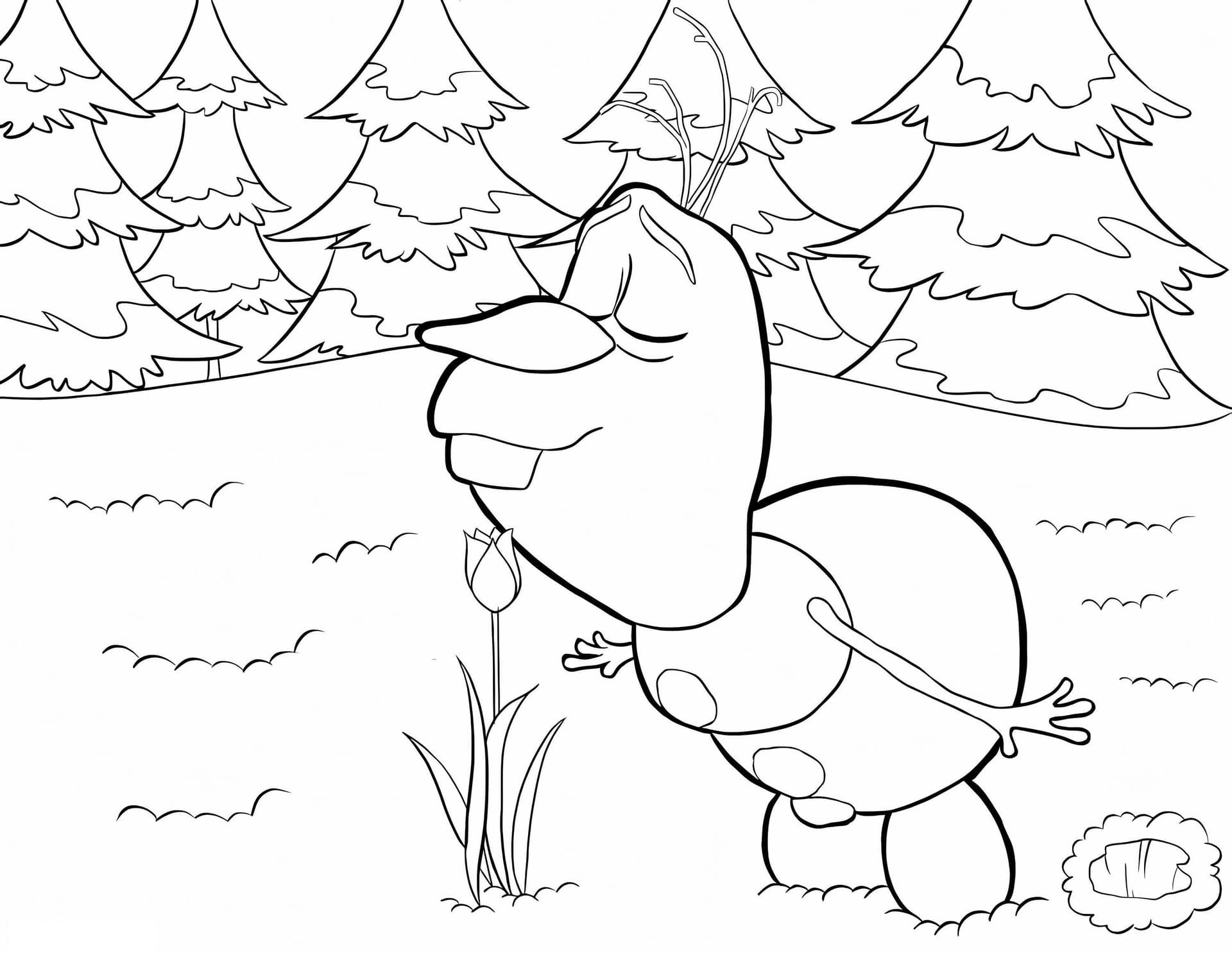 Olaf Smells The Flower