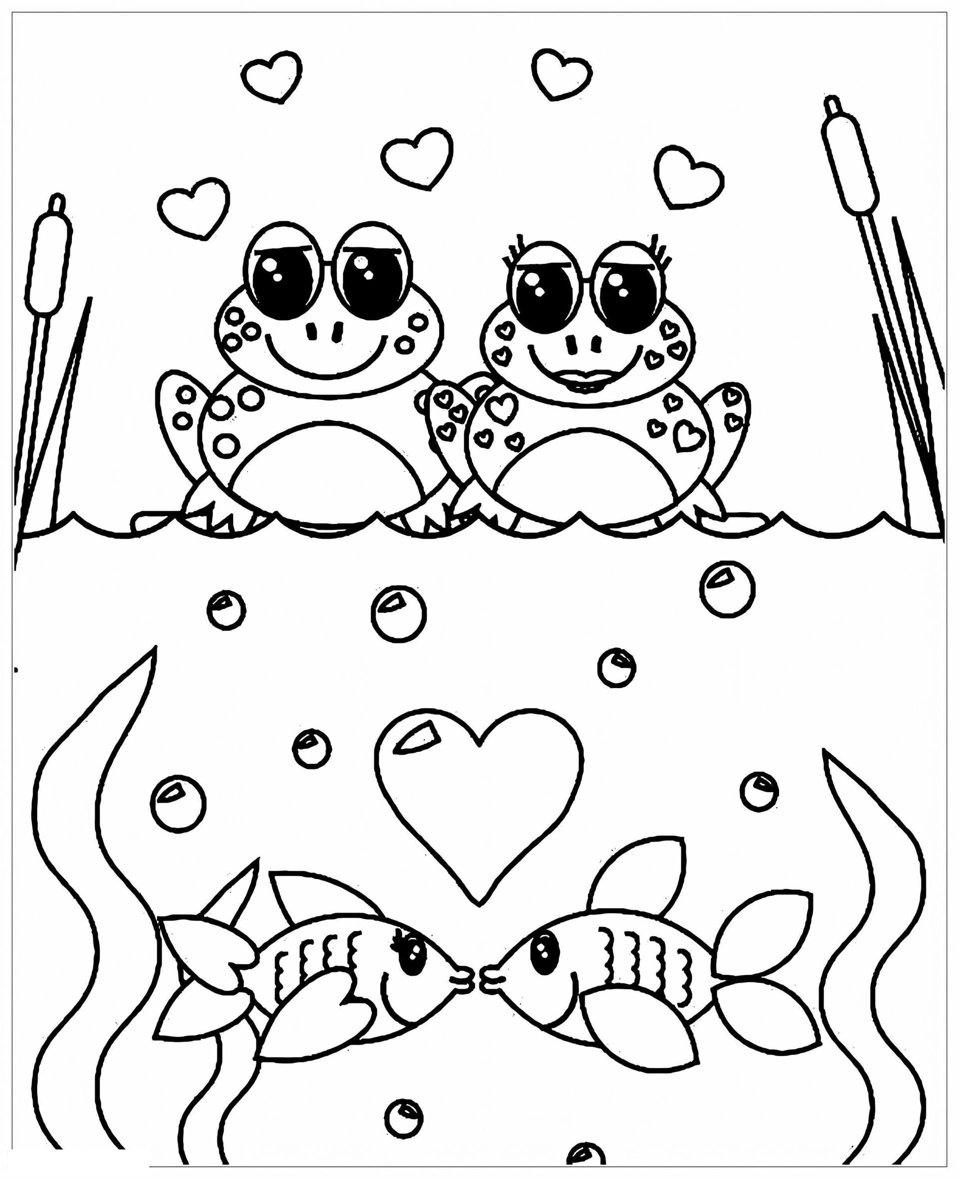 Couple Of Frogs And Couple Of Fish