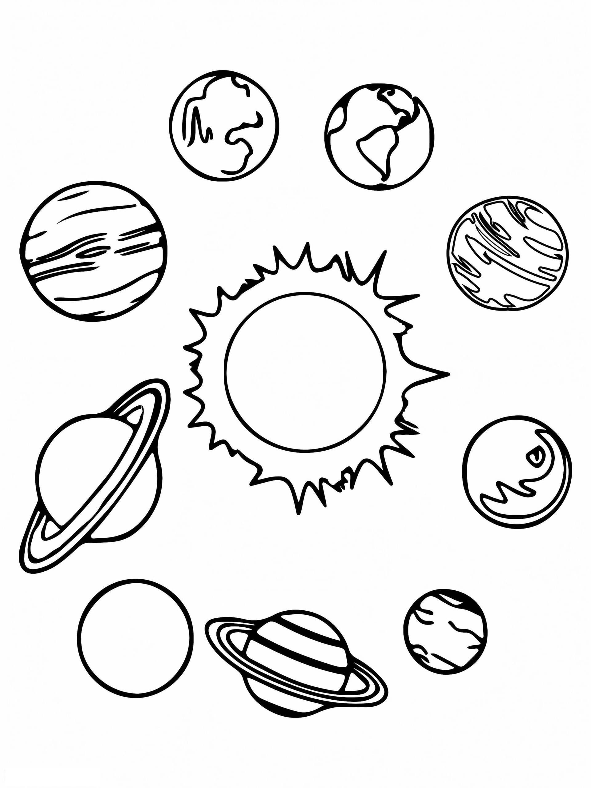 Planets in the Solar System - Printable Coloring Page (Free PDF)