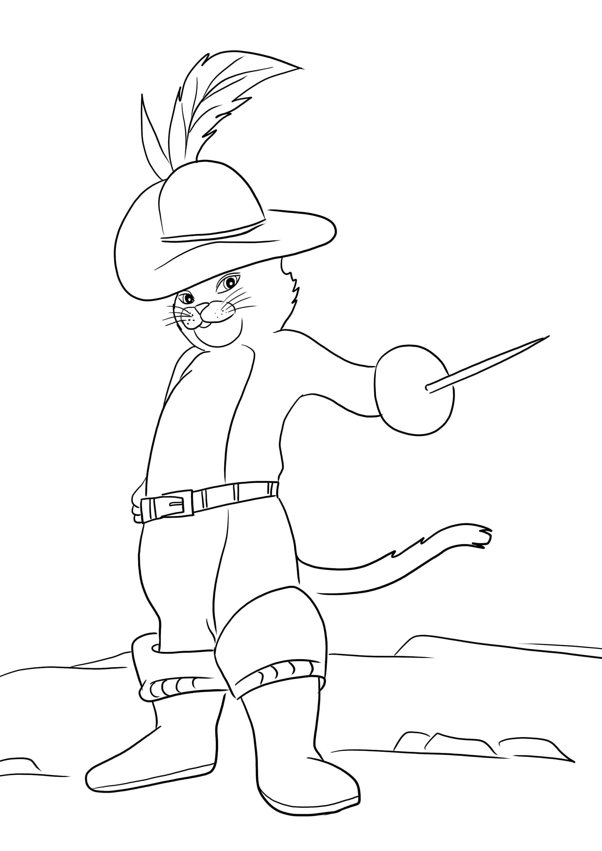Puss in Boots pointing his sword