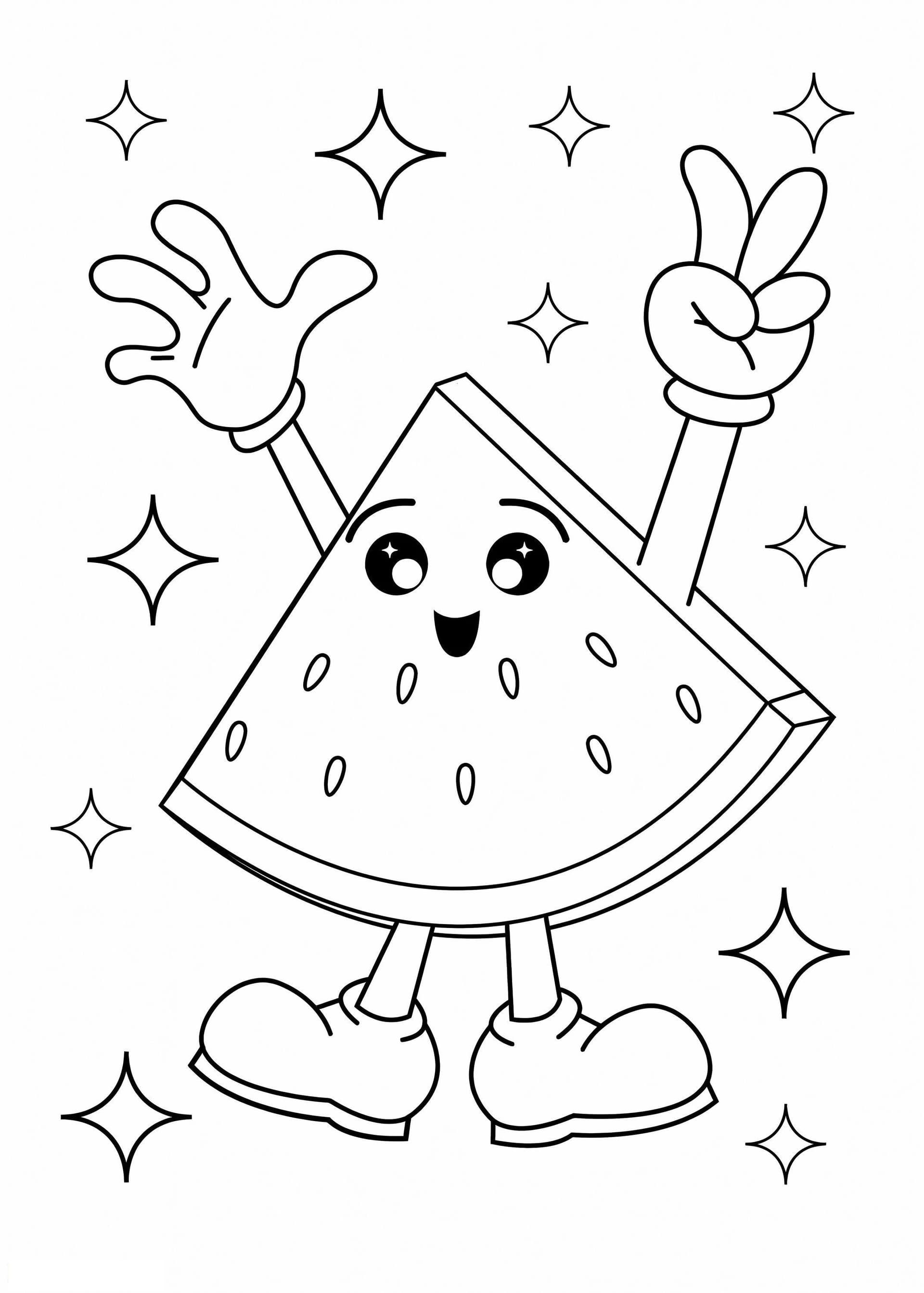 Glückliche Wassermelonenscheibe