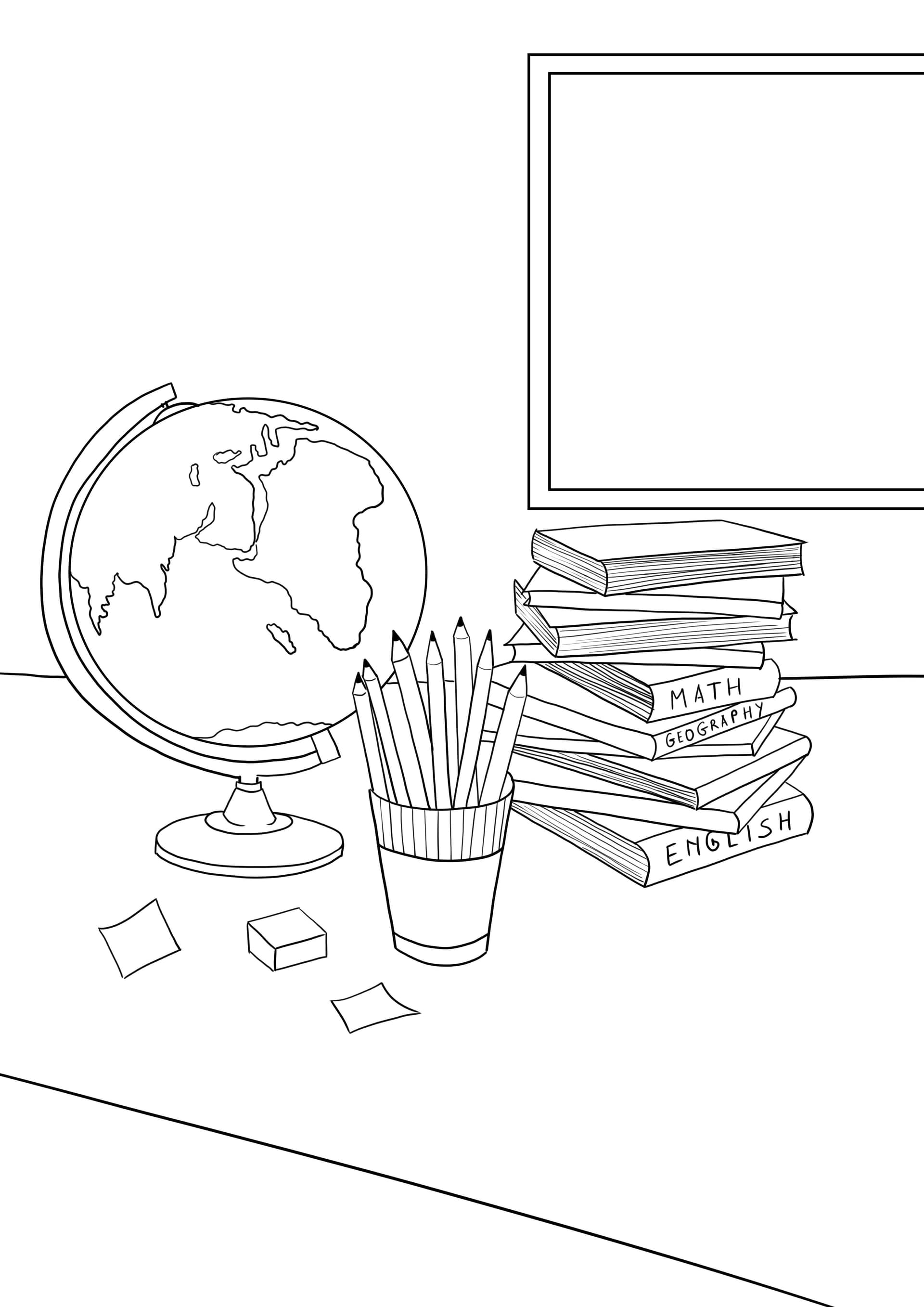 School books-pencils-globe