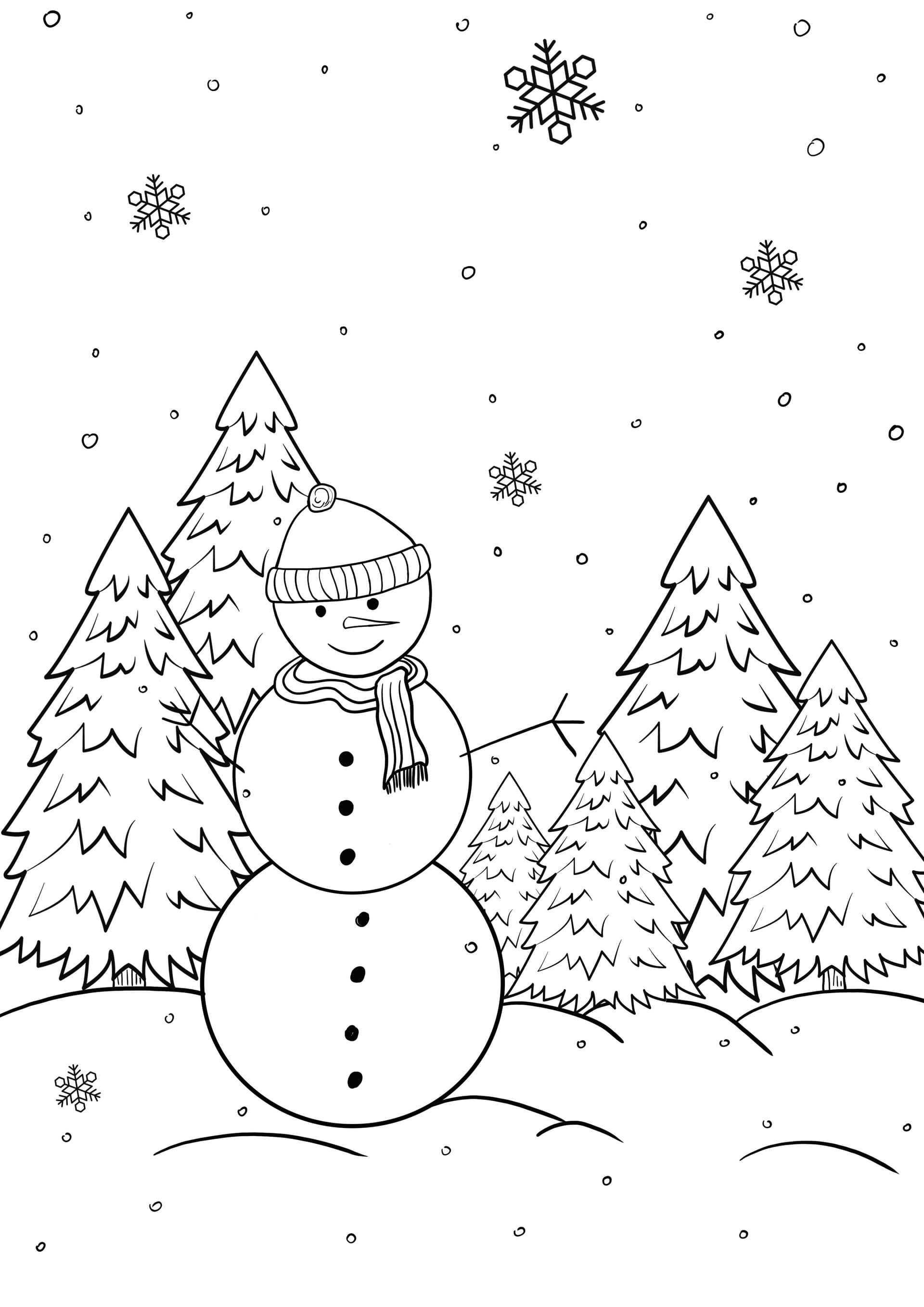 snowflakes-Christmas trees-snowman