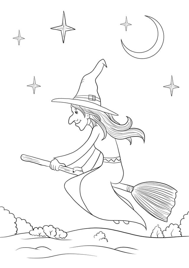 Witch riding a broomstick