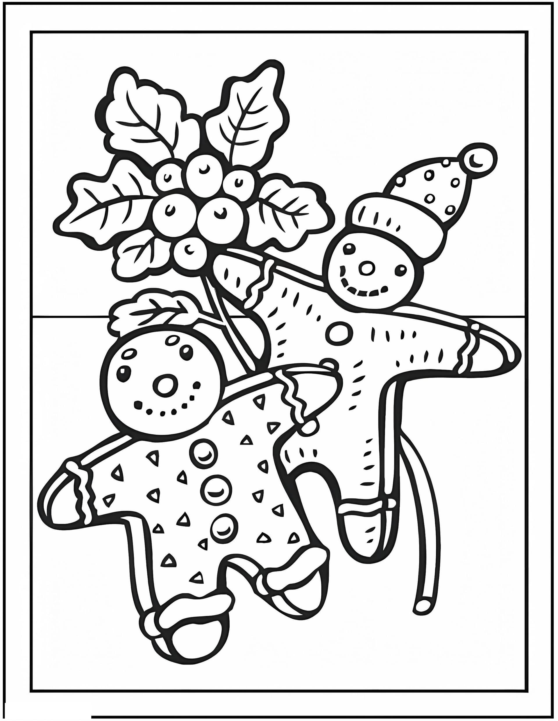 Two Gingerbread Men And Tree