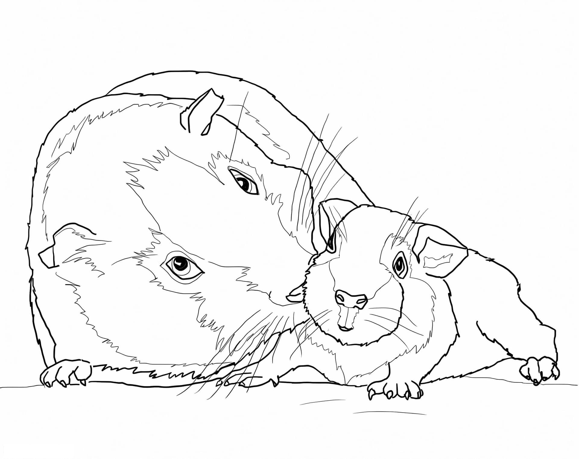 Mutter Und Baby Meerschweinchen
