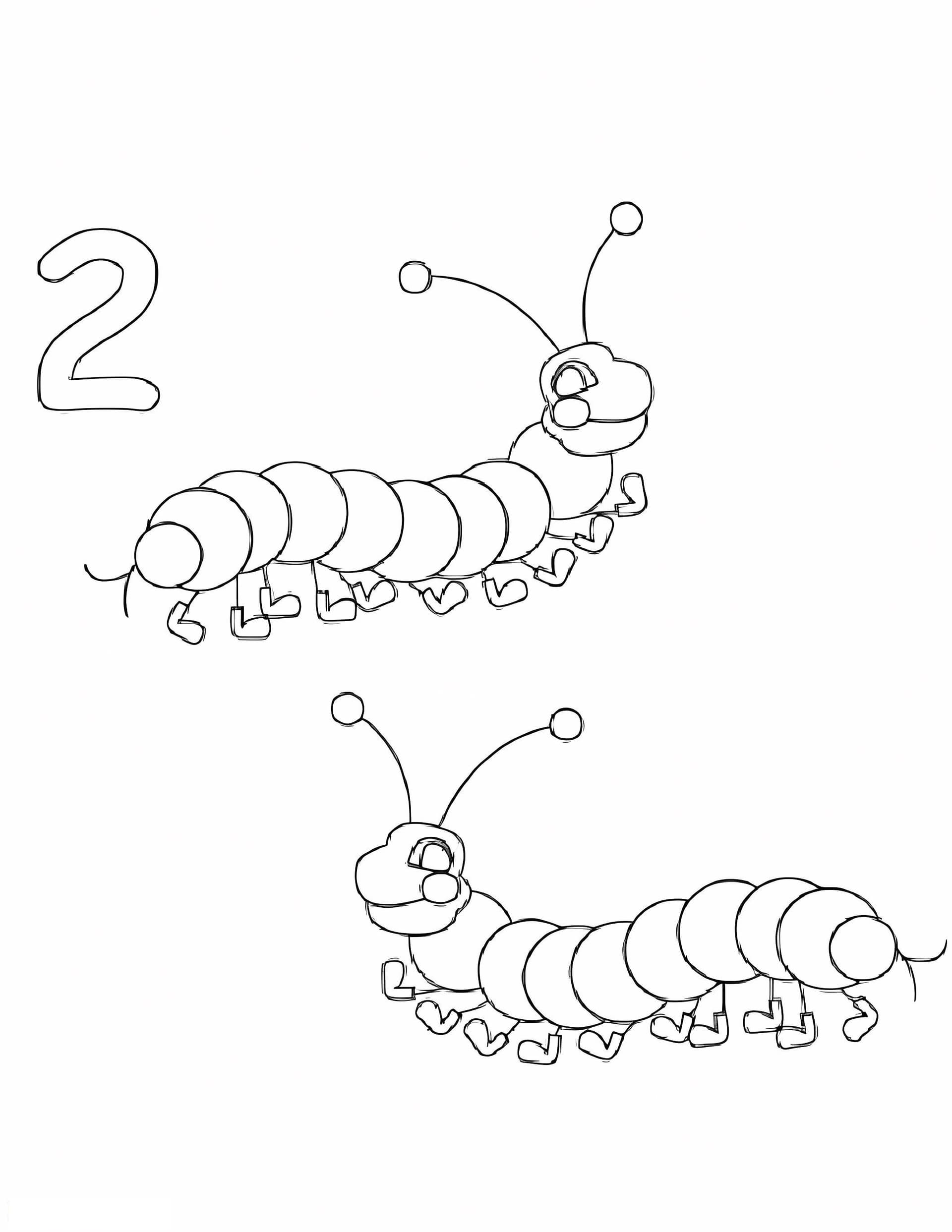 Number 2 And Two Worms