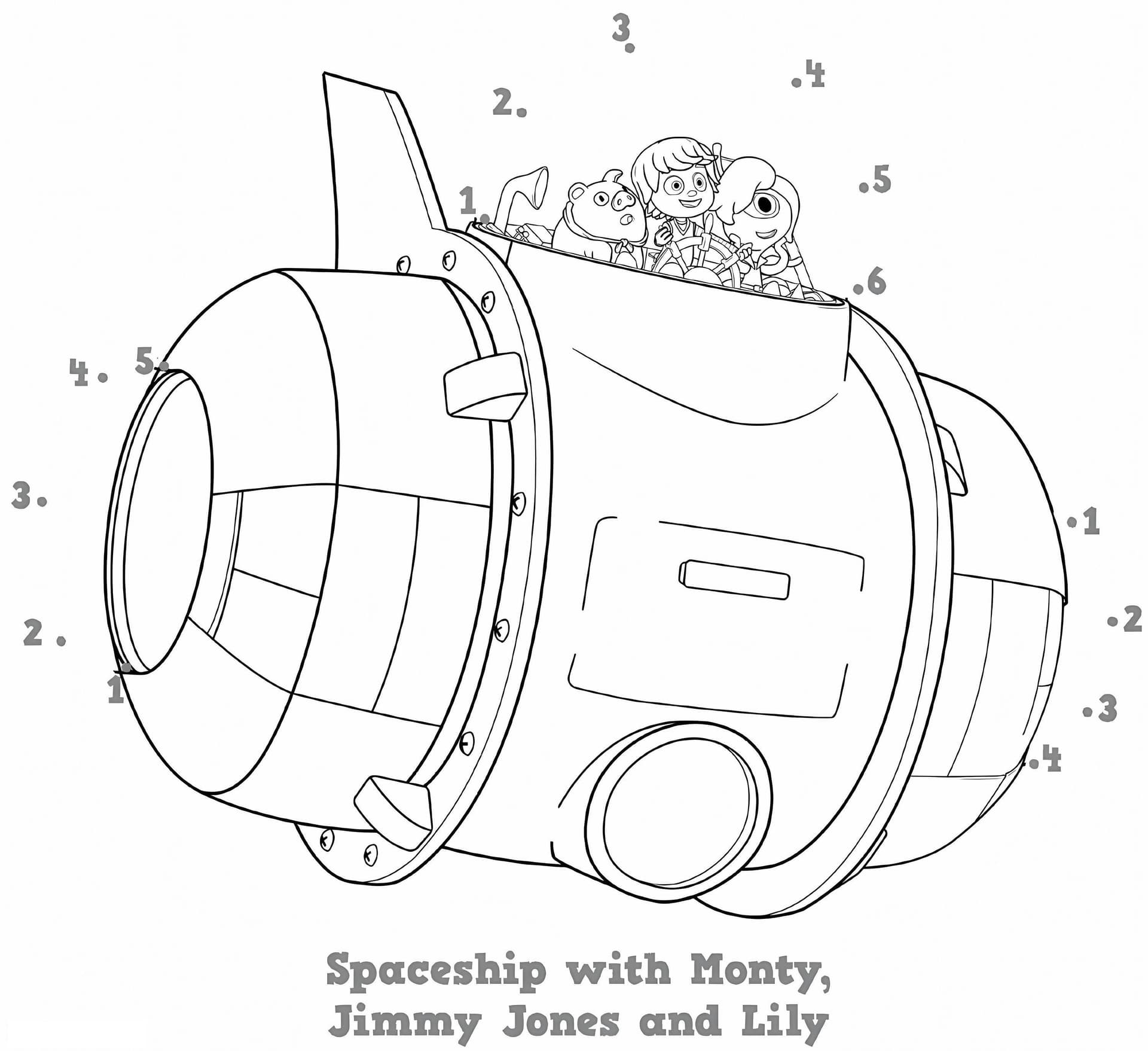 Spaceship Kazoops Coloring Page