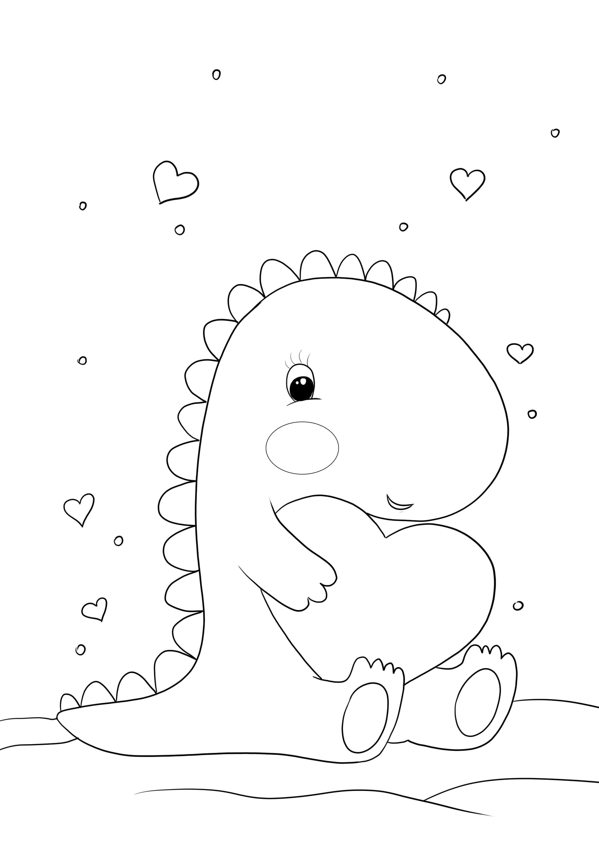 Kawaii dinosaur with a heart