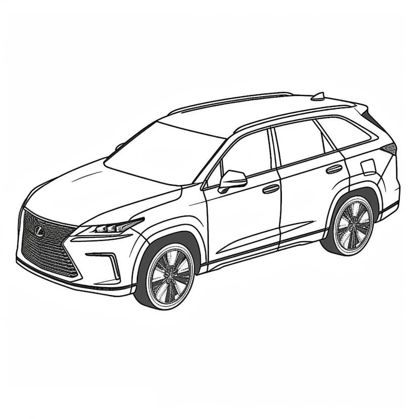 Pagina da Colorare Lexus RX 350 AWD 2024 Stampabile | PDF Gratis